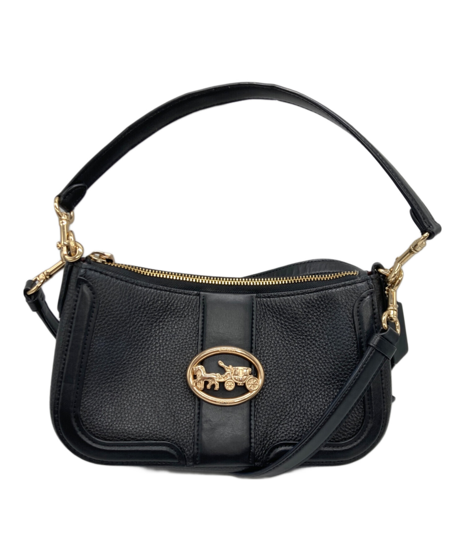超熱 coach☆ギャザーレザー2wayショルダーバッグ 未使用 レザー 