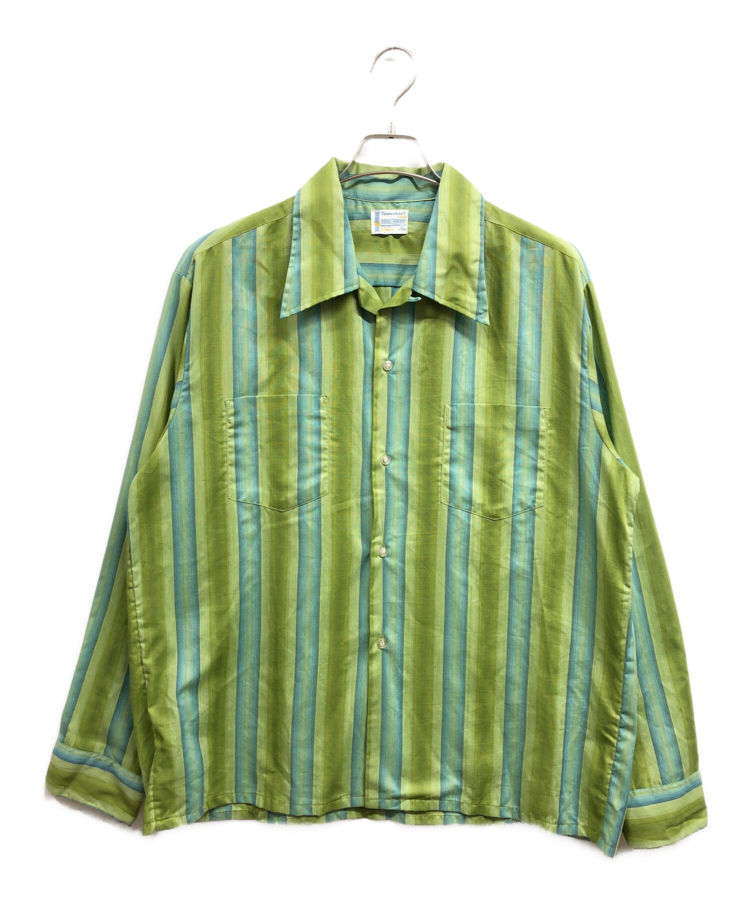 古着 EAST 70s ヴィンテージ 総柄 長袖 シャツ グリーン系 ストレッチ レディース 中古・古着通販】TOWN CRAFT (タウンクラフト) 60～70sヴィンテージ