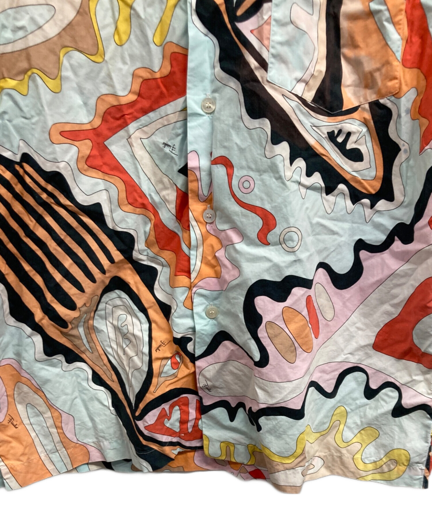 EMILIO PUCCI シルク プリント フリンジ 半袖ブラウス 中古・古着通販】Emilio Pucci (エミリオ プッチ) 半袖シャツ マルチ