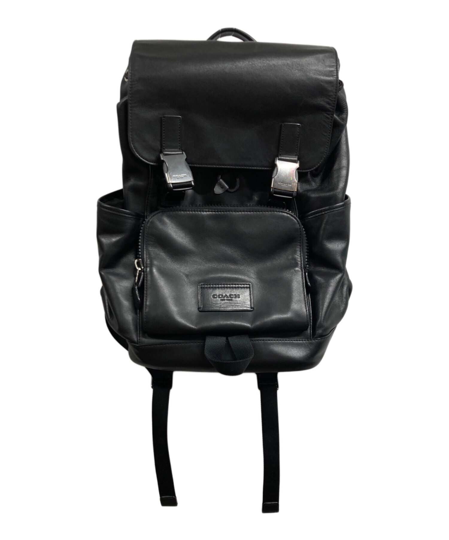 中古・古着通販】COACH (コーチ) レザーバックパック ブラック 