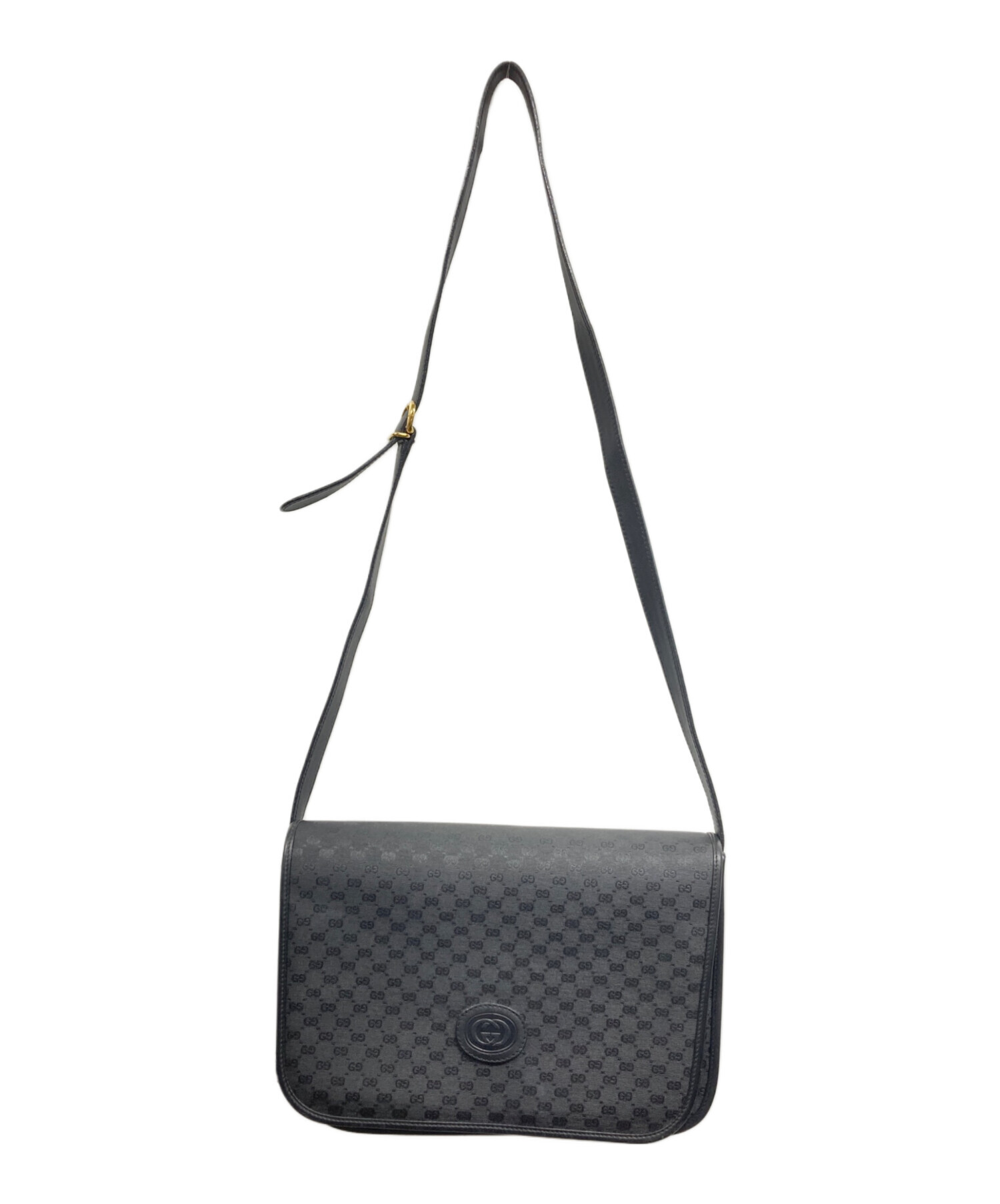 本物 グッチ GUCCI マイクロGG ショルダーバッグ ポシェット PVC ブラック バッグ 中古・ GUCCI - 本物 グッチ GUCCI マイクロGG ショルダーバッグ ポシェット