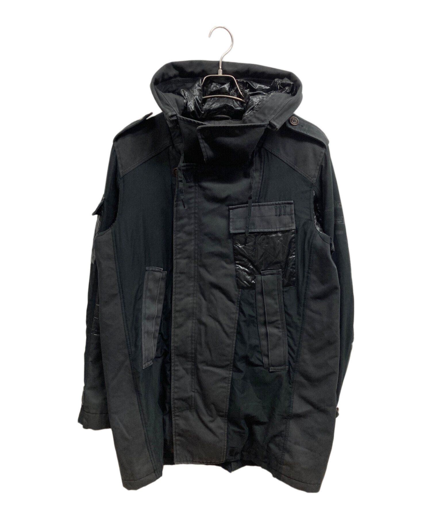 DIESEL No78ディーゼル フーデッドコートミリタリーコート 中古・古着通販】DIESEL (ディーゼル) 切替デザインフーデッドコート