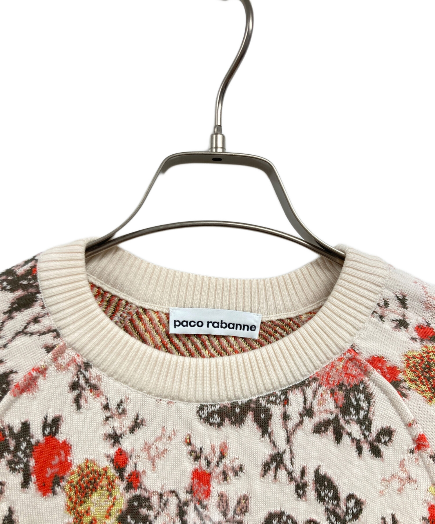 Paco Rabanne パコラバンヌ Tシャツ・カットソー XS 白 【古着】【中古】【送料無料】 中古・古着通販】PACO RABANNE (パコラバンヌ) フローラル クロップド