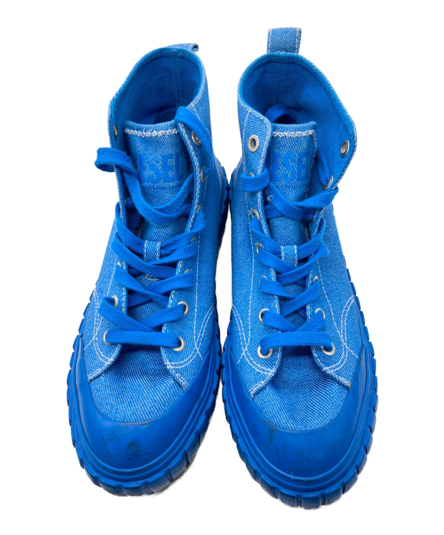 DIESEL 青 ハイカット スニーカー 厚底 中古・古着通販】DIESEL (ディーゼル) 厚底ミッドカットスニーカー