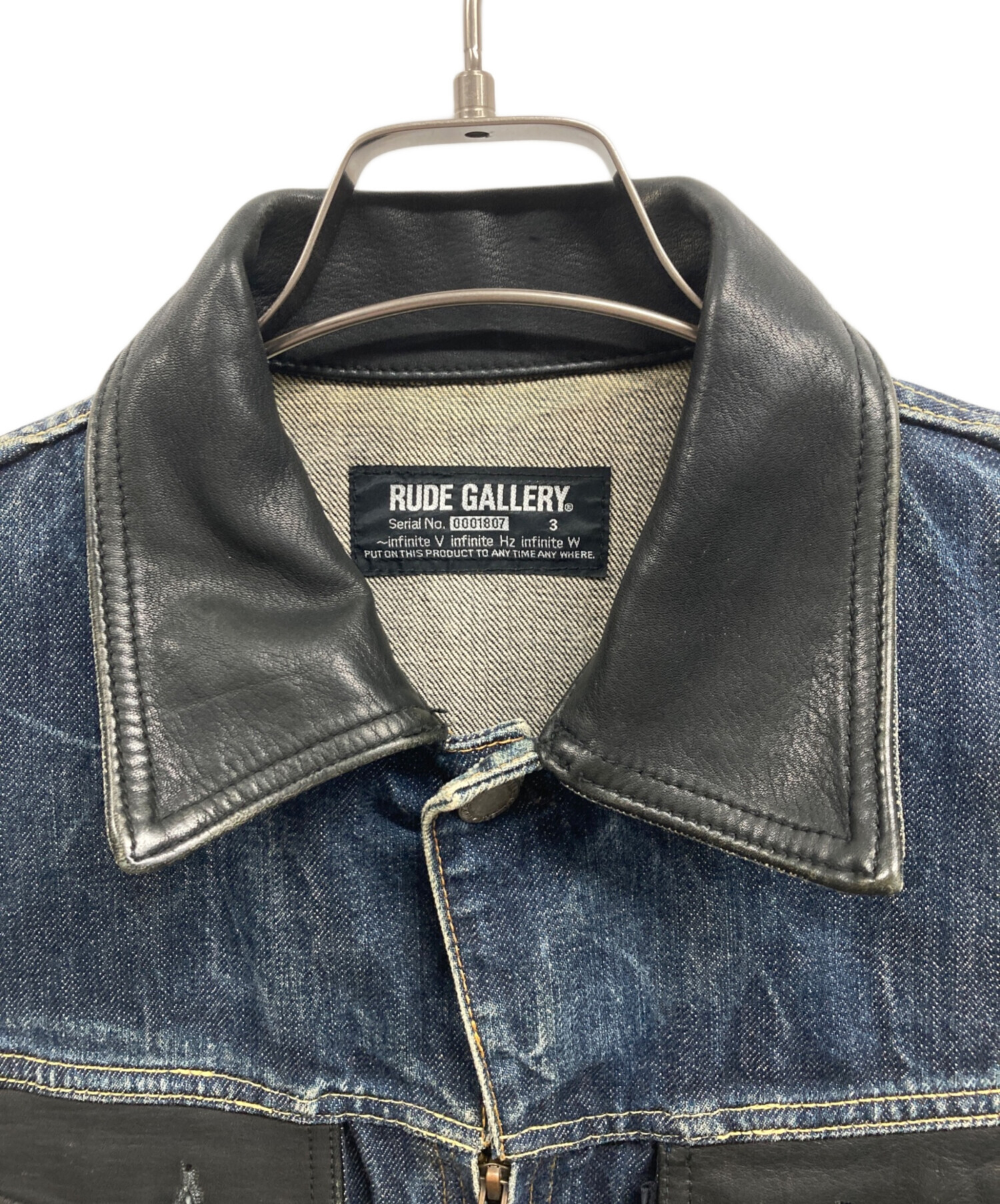 中古・古着通販】RUDE GALLERY (ルードギャラリー) 襟レザーデニム