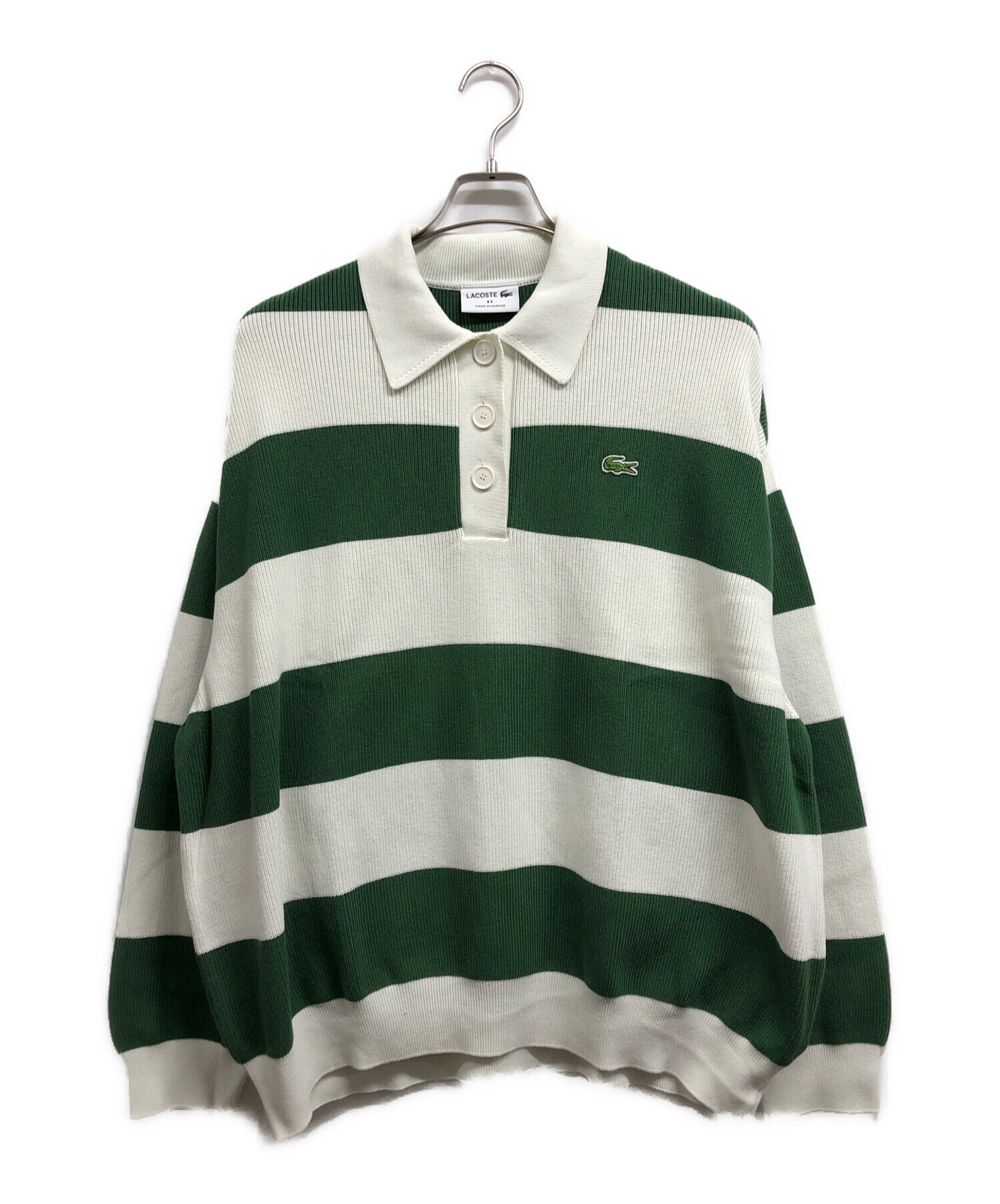 80s ラコステ ニットポロシャツ 中古・古着通販】LACOSTE (ラコステ) ニットポロシャツ グリーン