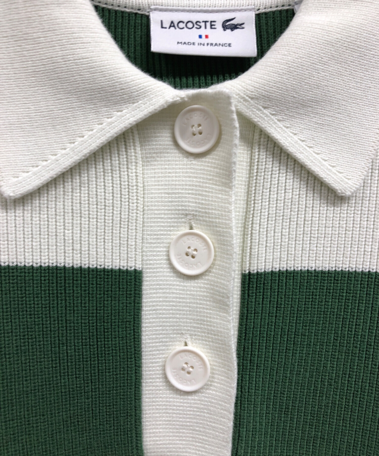 中古・古着通販】LACOSTE (ラコステ) ニットポロシャツ グリーン