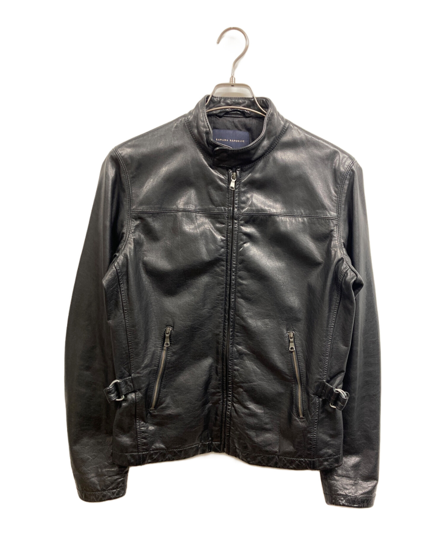 BANANA REPUBLIC レザージャケット L ブラック 本革 中古・古着通販】BANANA REPUBLIC (バナナリパブリック) レザー