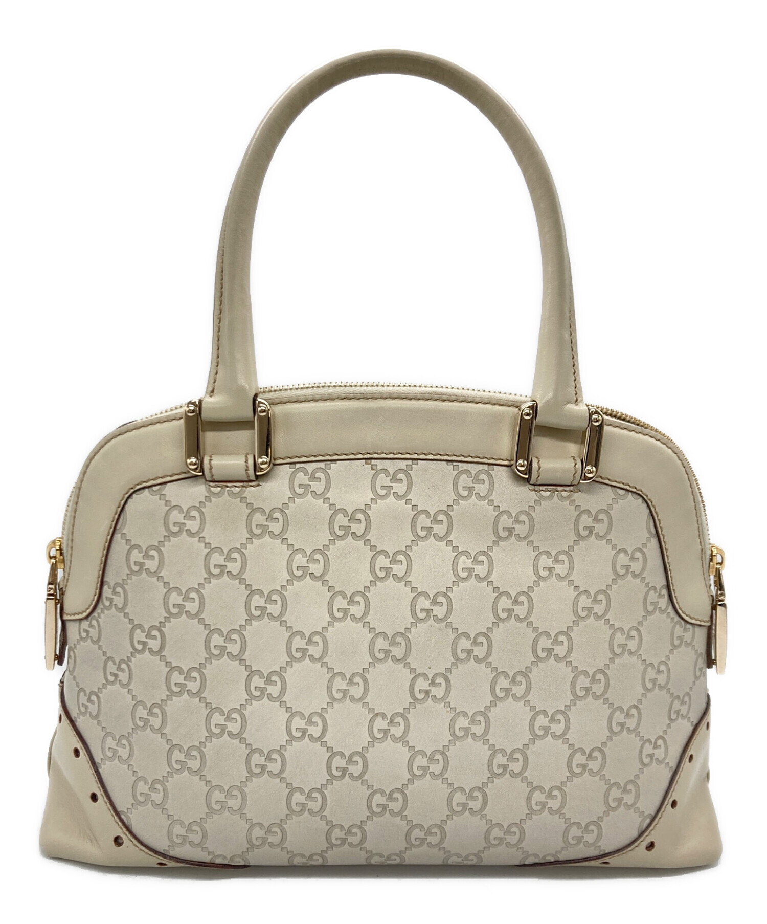 中古・古着通販】GUCCI (グッチ) グッチシマ ハンドバッグ アイボリー