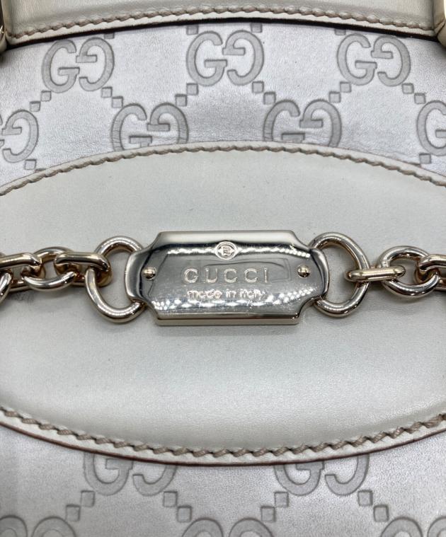 中古・古着通販】GUCCI (グッチ) グッチシマ ハンドバッグ アイボリー