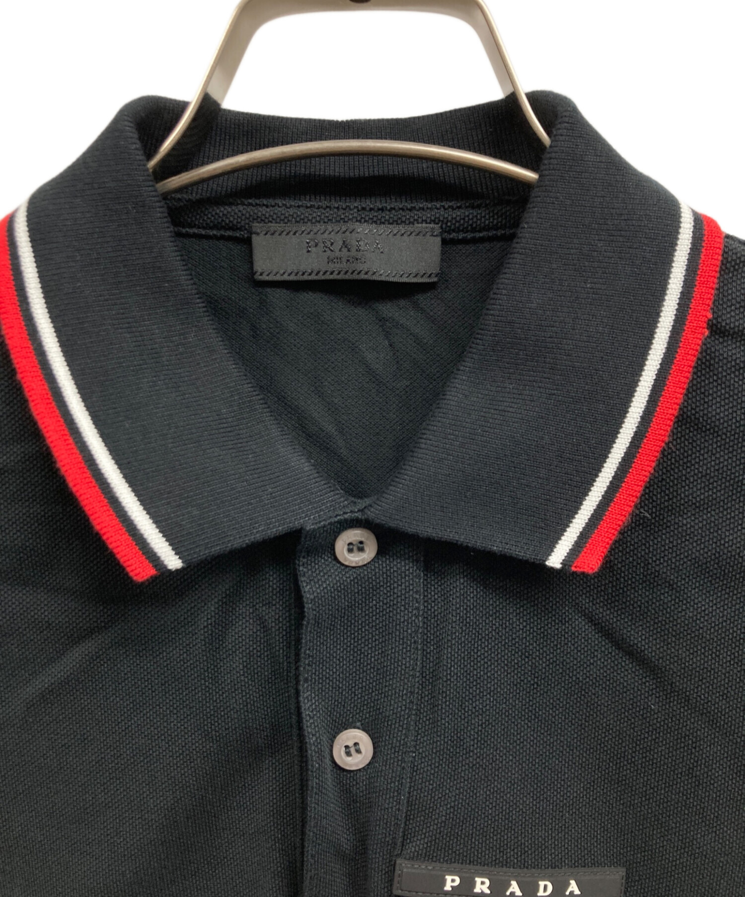 PRADA.希少価値XL ブラック ポロシャツ 中古・古着通販】PRADA (プラダ) ポロシャツ ブラック サイズ:S