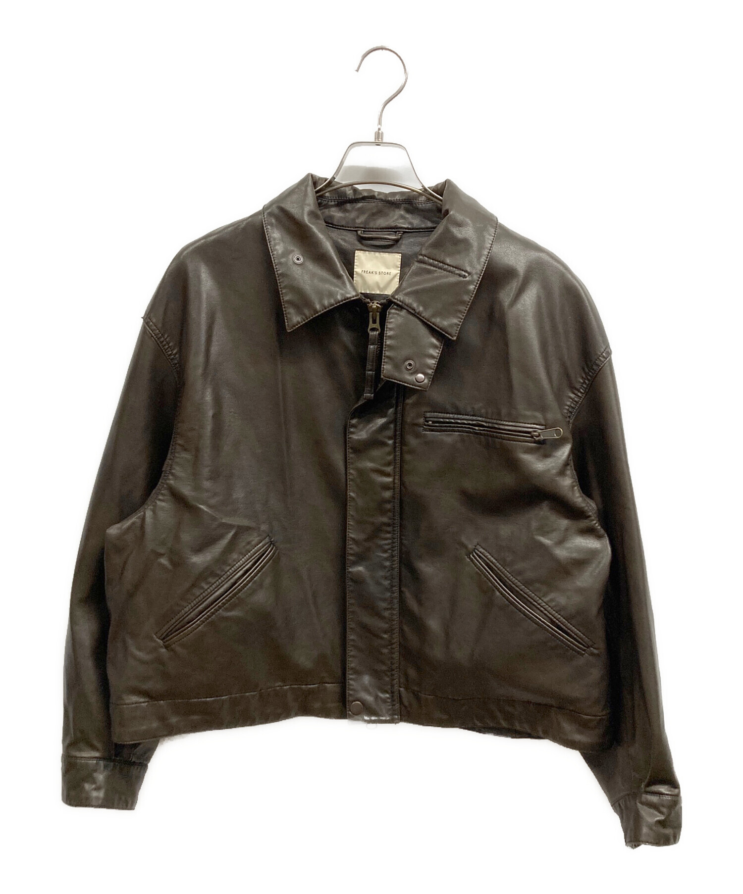 今季　フェイクレザージャケットブラウン 中古・古着通販】FREAK'S STORE (フリークスストア) フェイクレザー