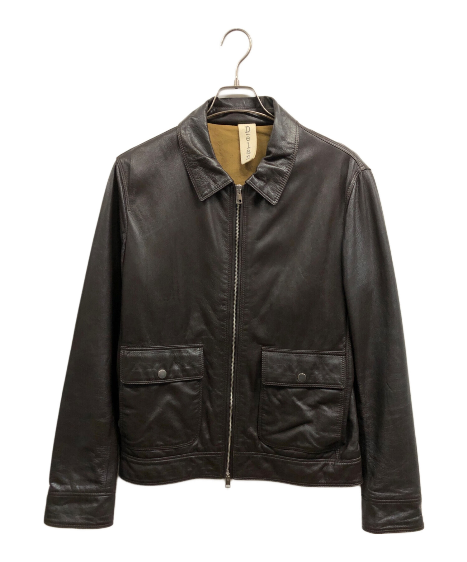 Delan デラン　レザージャケット　ライダース　ダークブラウン　ラムレザー 中古・古着通販】Delan (デラン) レザージャケット ブラウン サイズ:46