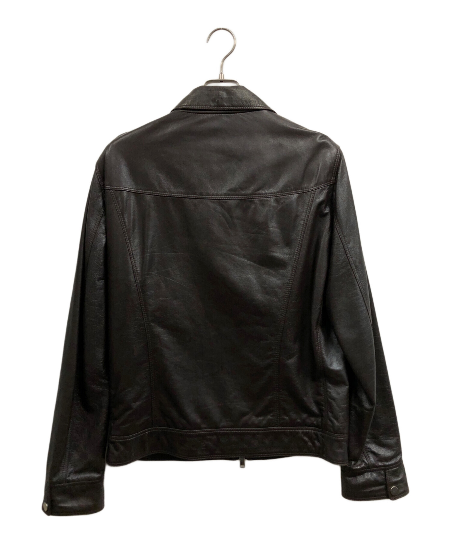 Delan デラン　レザージャケット　ライダース　ダークブラウン　ラムレザー SALE] Delan デラン CARL カール A2 ボア付き レザージャケット