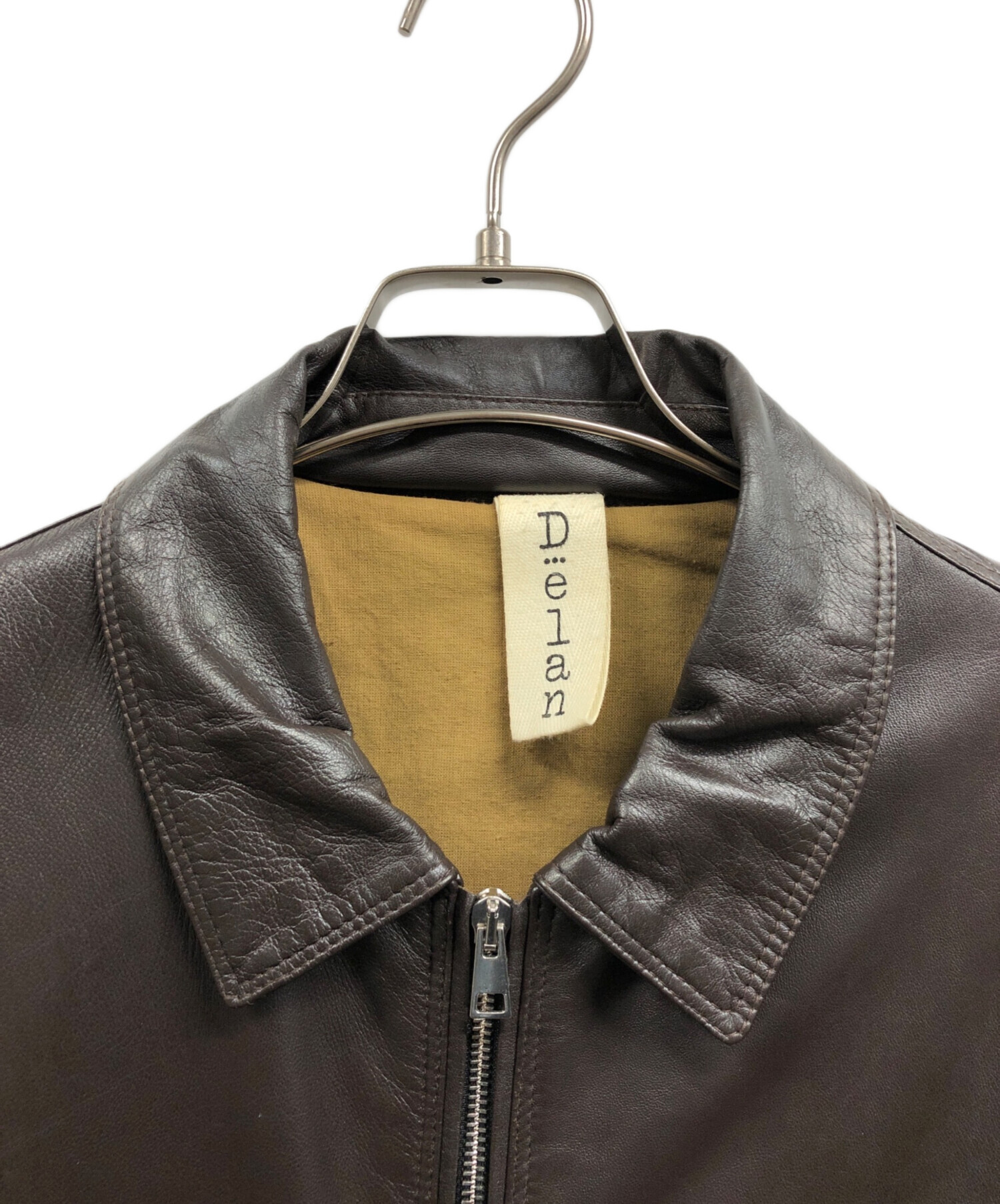 Delan デラン　レザージャケット　ライダース　ダークブラウン　ラムレザー 中古・古着通販】Delan (デラン) レザージャケット ブラウン サイズ:46