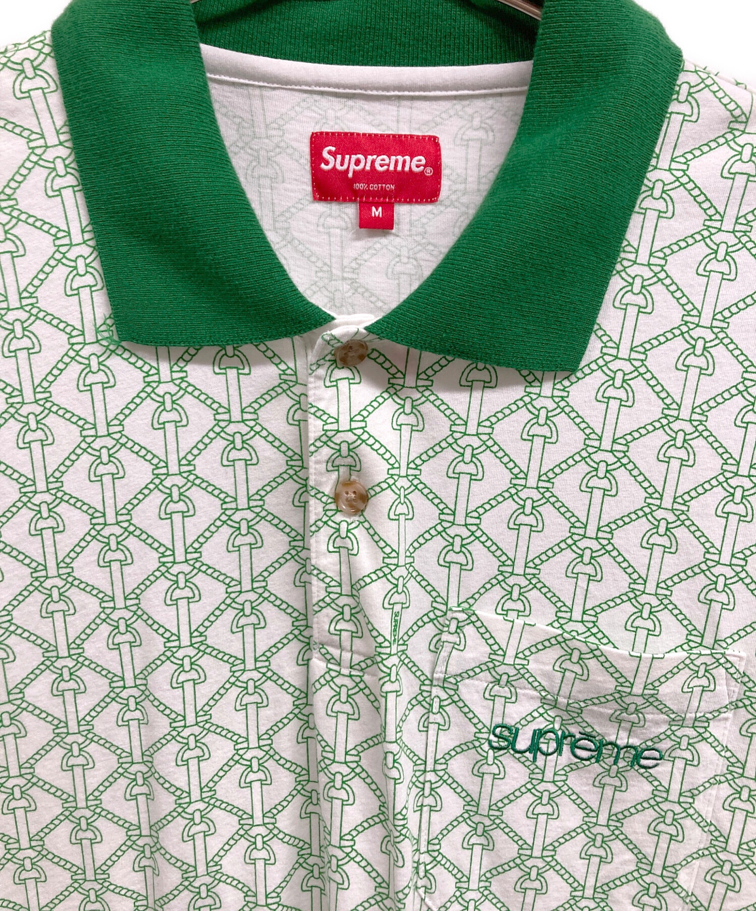 シュプリーム　Supreme ポロシャツ　グリーン　緑　L 超美品 中古・古着通販】Supreme (シュプリーム) ROPE PRINT POLO グリーン