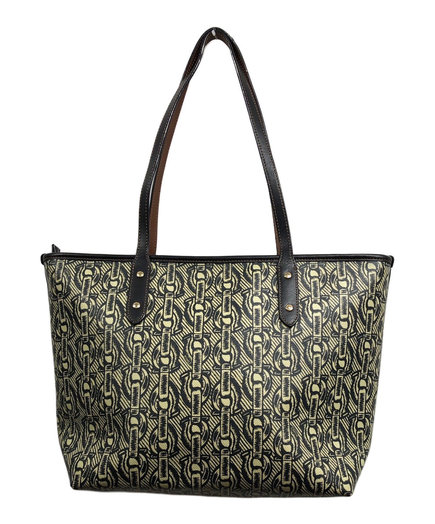 中古・古着通販】COACH (コーチ) チェーン柄トートバッグ ブラック 