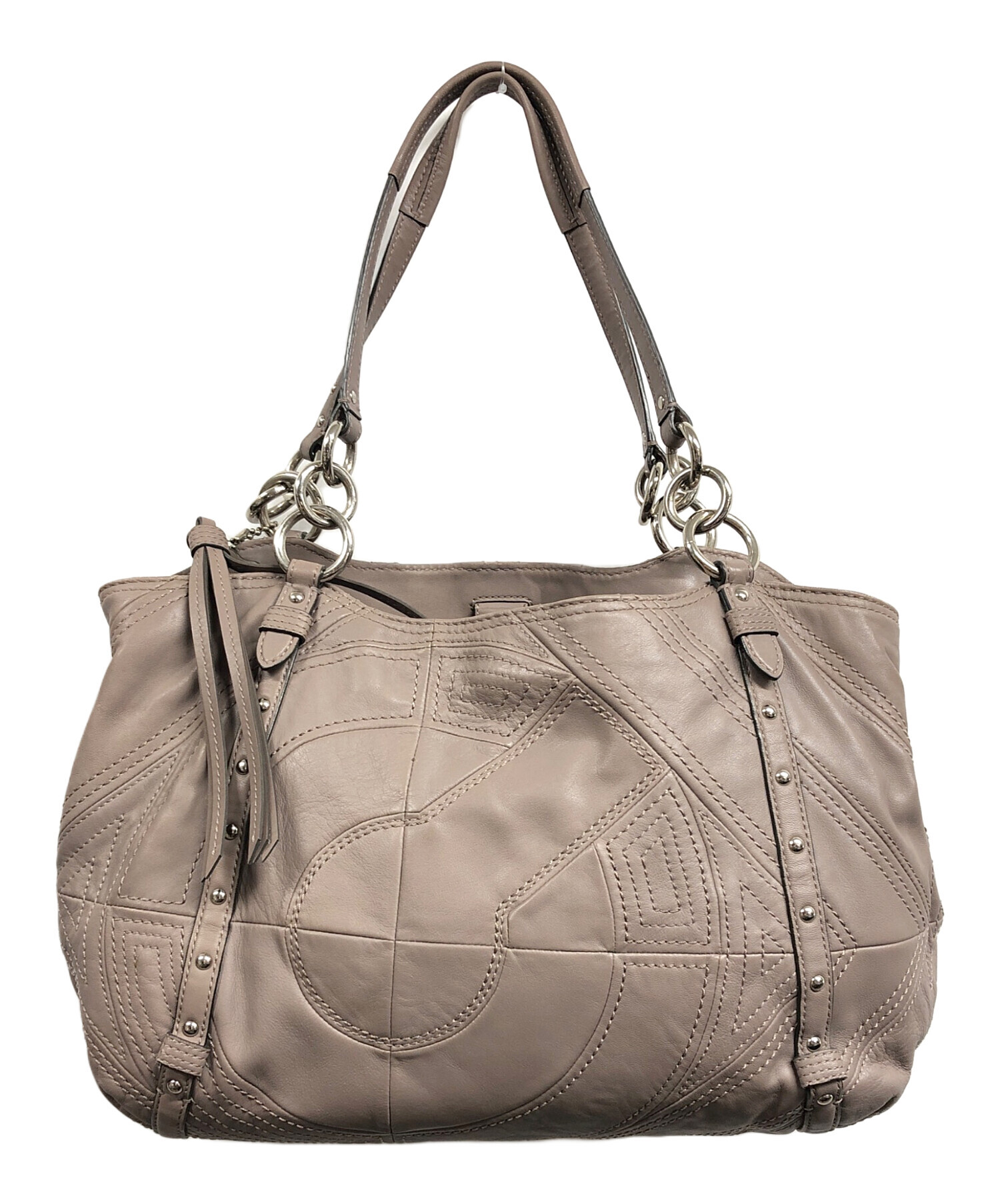中古・古着通販】COACH (コーチ) ステッチド ロゴトートバッグ 中古・古着通販】COACH (コーチ) ステッチド ロゴトートバッグ