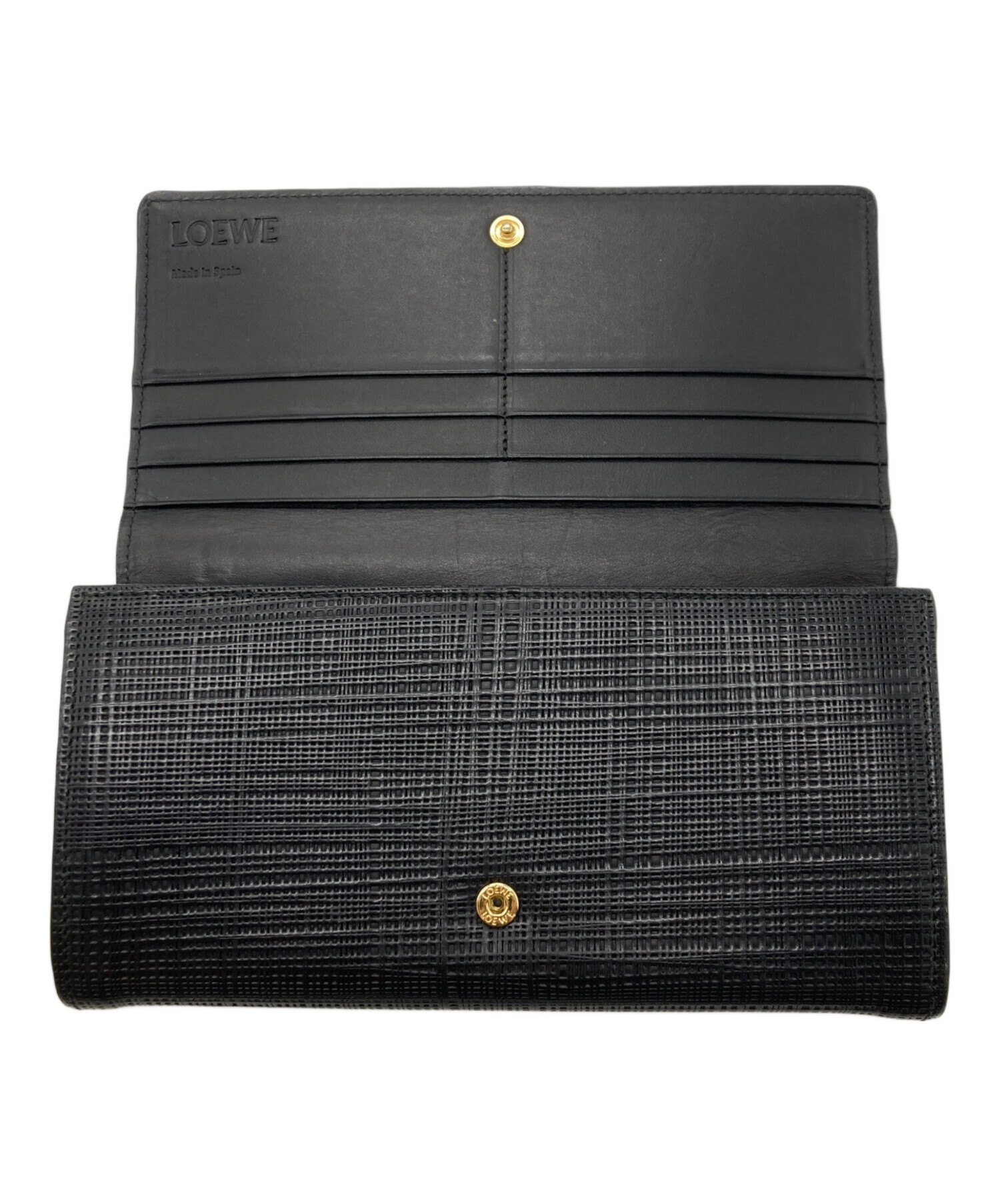 LOEWE アナグラム 長財布 ブラック 中古品 中古・古着通販】LOEWE (ロエベ) アナグラム型押しレザー長財布