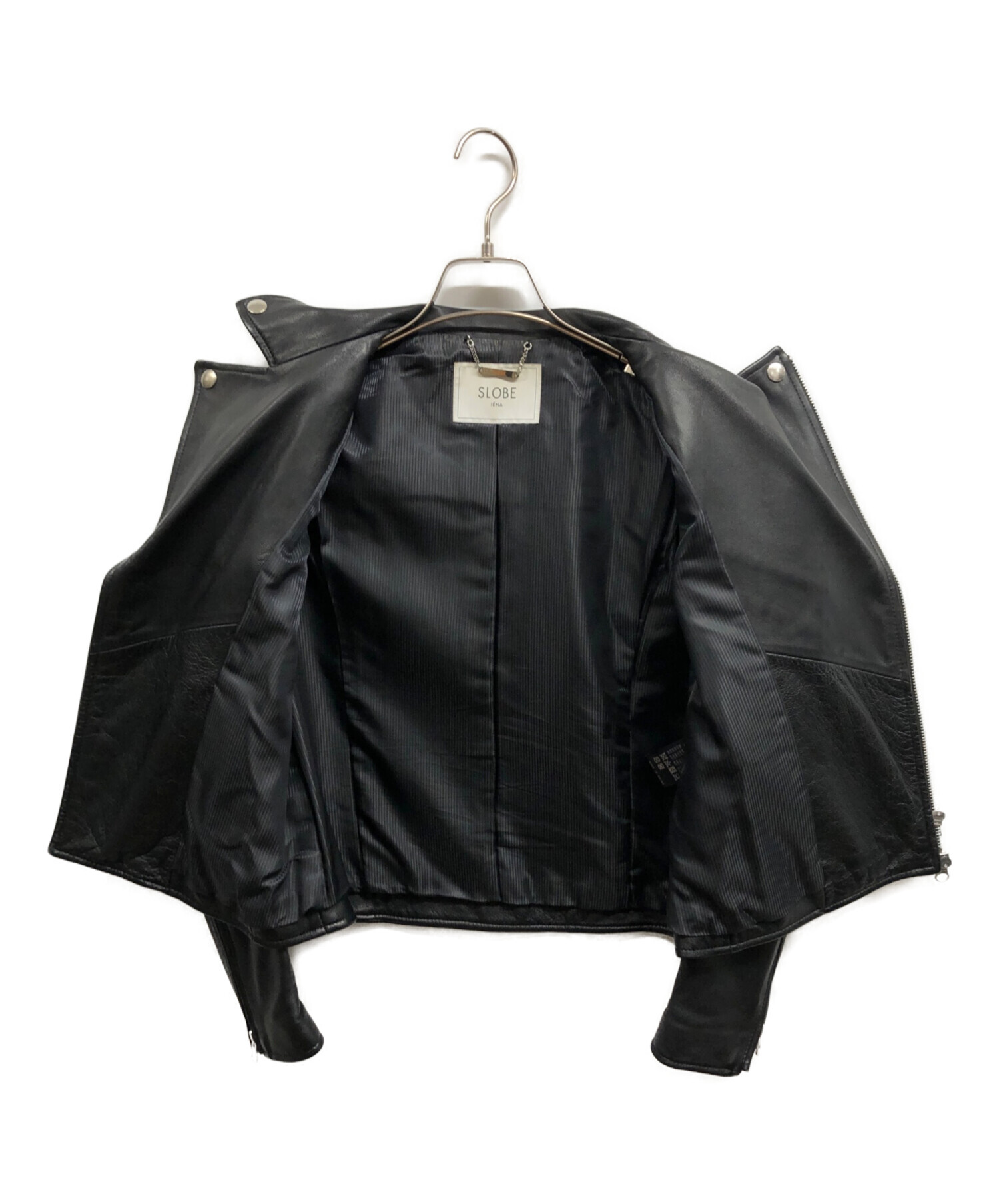 美品✨SLOBE IÉNA羊革　レザー　ダブルライダースジャケット　黒　L 中古・古着通販】SLOBE IENA (スローブ イエナ) レザーダブル