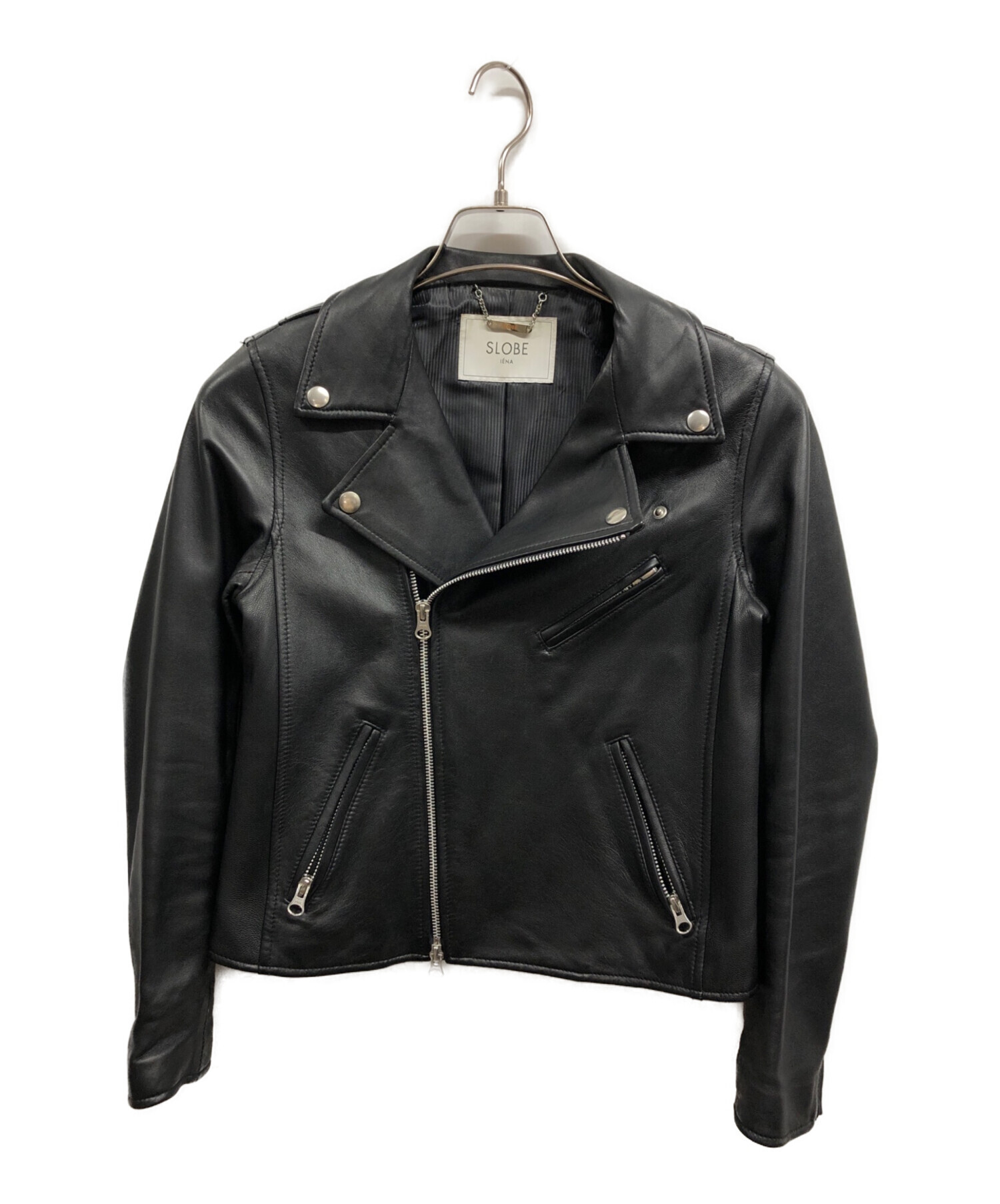 美品✨SLOBE IÉNA羊革　レザー　ダブルライダースジャケット　黒　L 中古・古着通販】SLOBE IENA (スローブ イエナ) レザーダブル