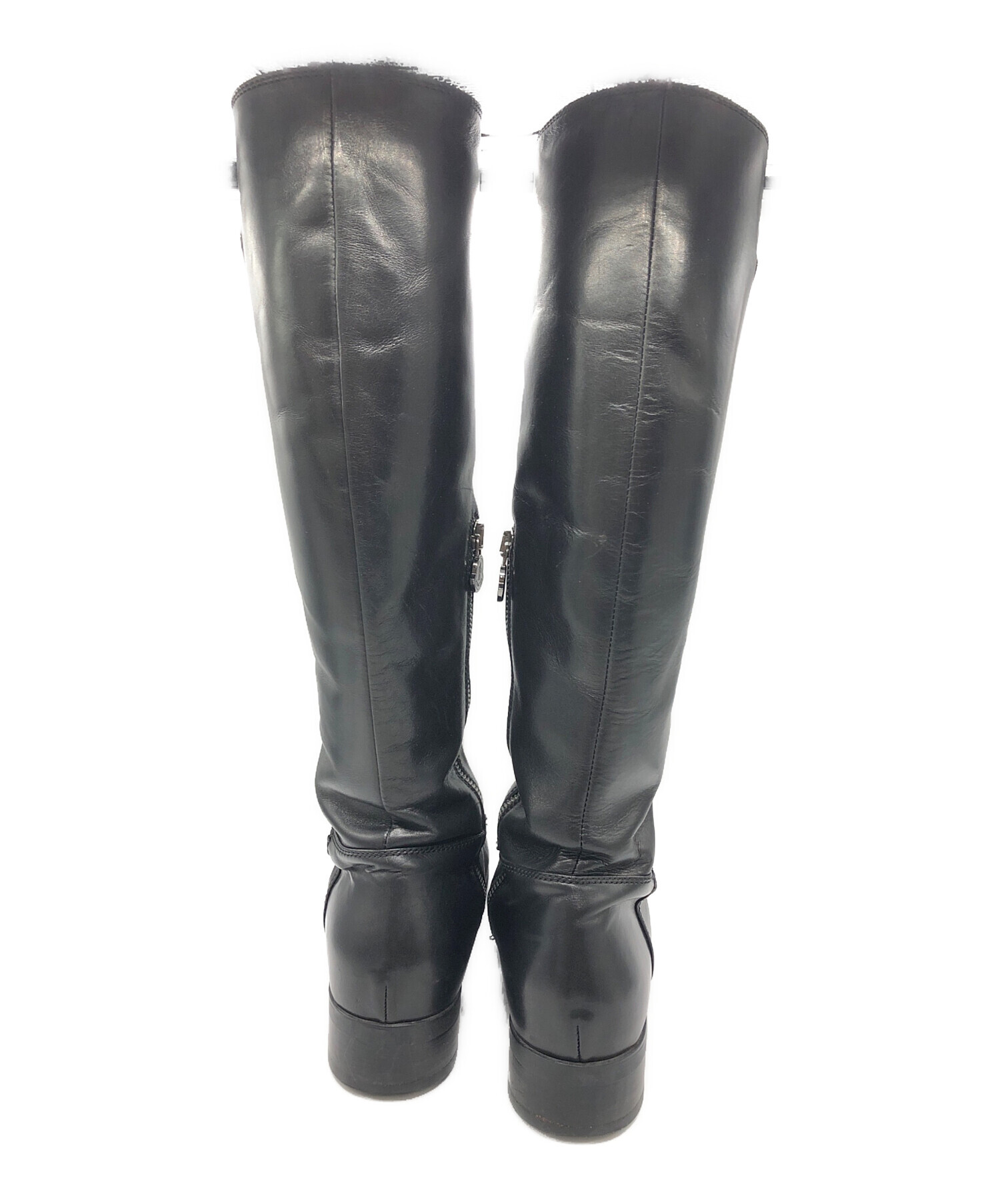 美品MONCLER モンクレ ブーツ 38 HERMOSA  BOOTS 中古・古着通販】MONCLER (モンクレール) レザーブーツ ブラック