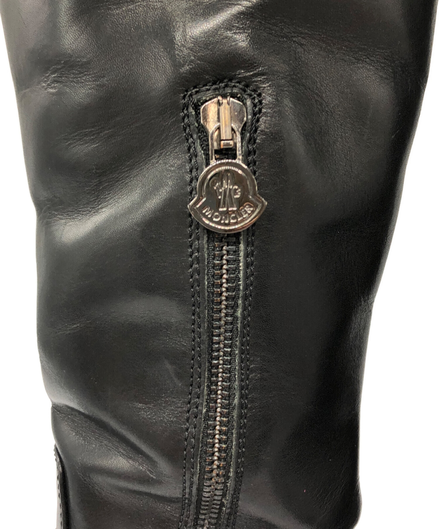 中古・古着通販】MONCLER (モンクレール) レザーブーツ ブラック