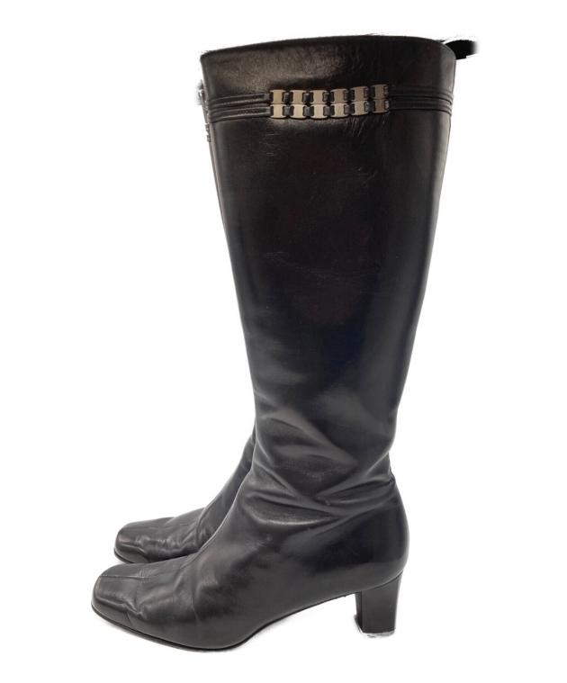 7C　SALVATORE FERRAGAMO　ムートン　ロングブーツ　黒 中古・古着通販】Salvatore Ferragamo (サルヴァトーレ フェラガモ