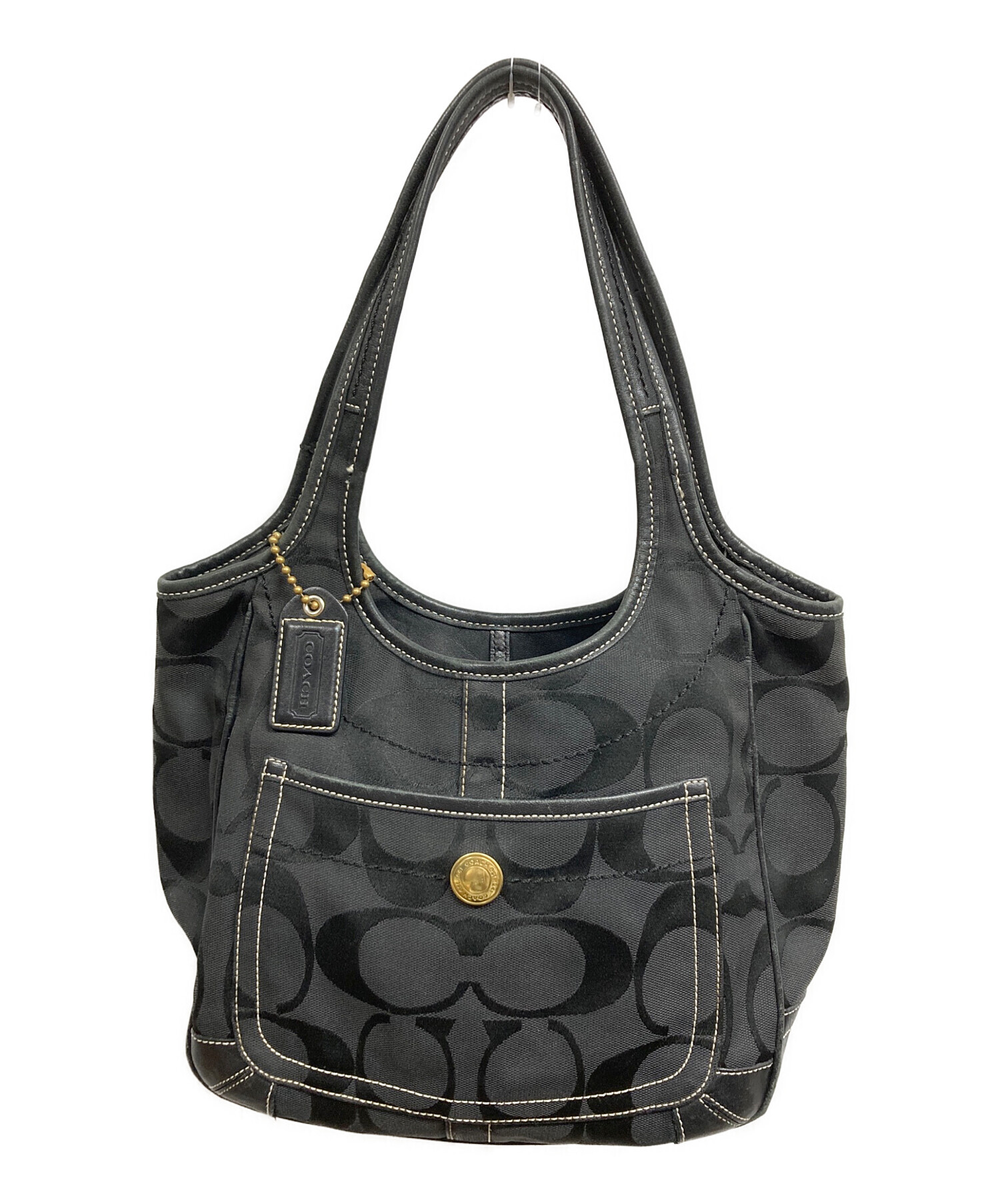 47 COACH コーチ　シグネチャー　トートバッグ　ハンドバッグ 中古・古着通販】COACH (コーチ) シグネチャー キャンバス トート