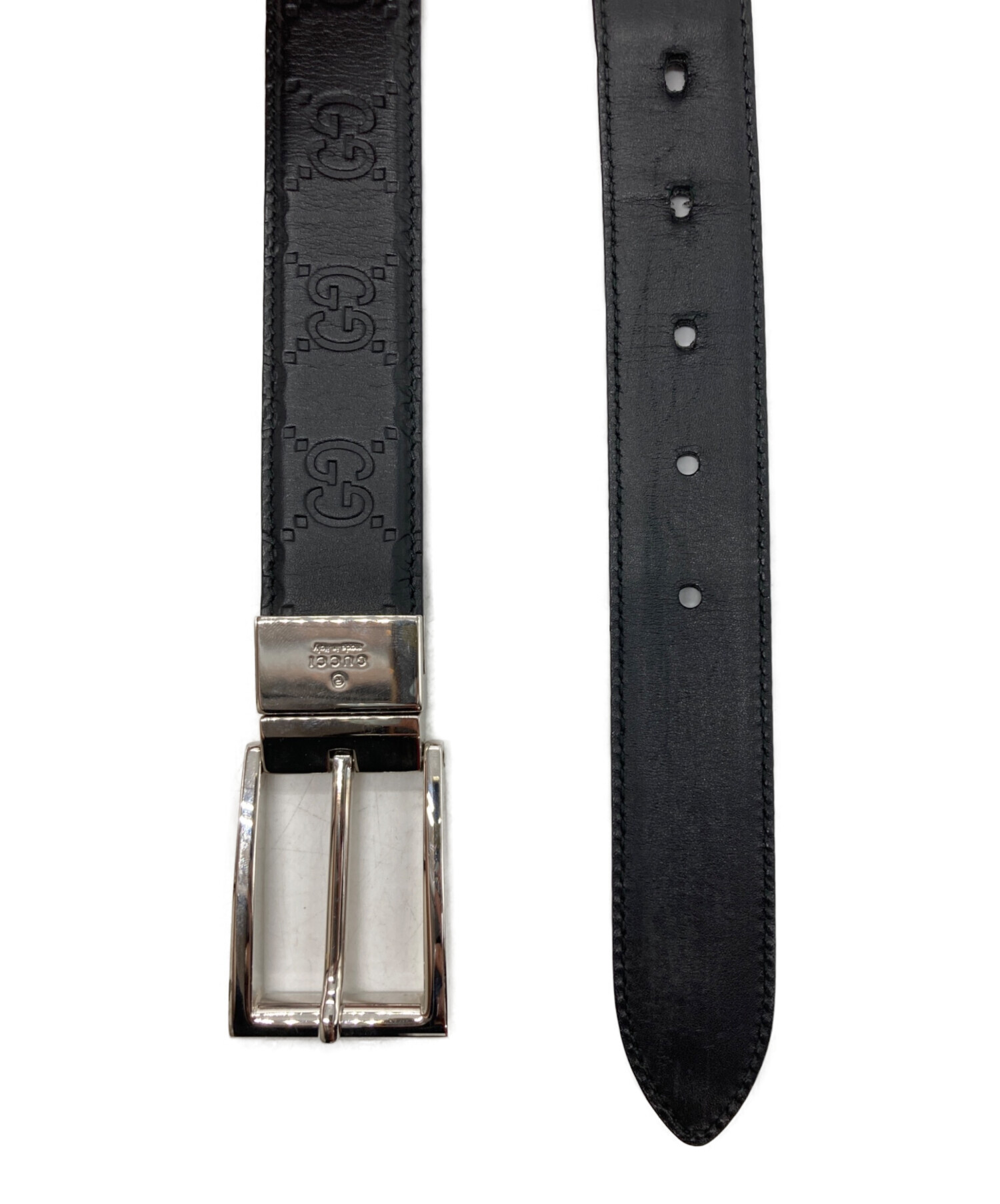 GUCCI グッチ GGスプリーム レザー 革 ベルト レディース 女性 中古・古着通販】GUCCI (グッチ) GGスプリームレザーベルト ブラック