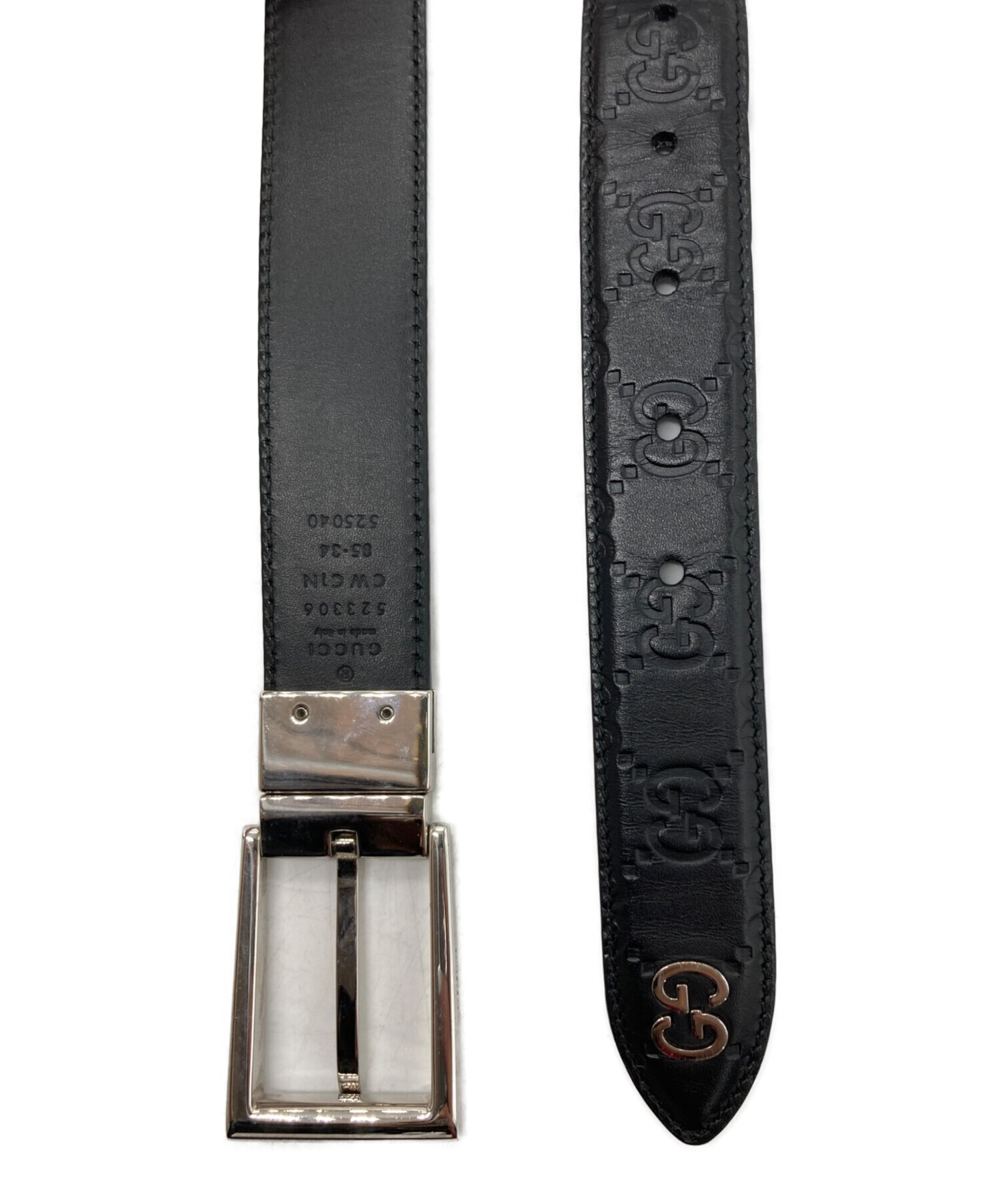 中古・古着通販】GUCCI (グッチ) GGスプリームレザーベルト ブラック
