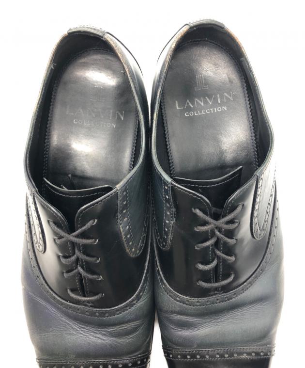 【最終お値引き】LANVIN ドレス・ビジネスシューズ 中古・古着通販】LANVIN (ランバン) ブラックシャイニーバイカラー