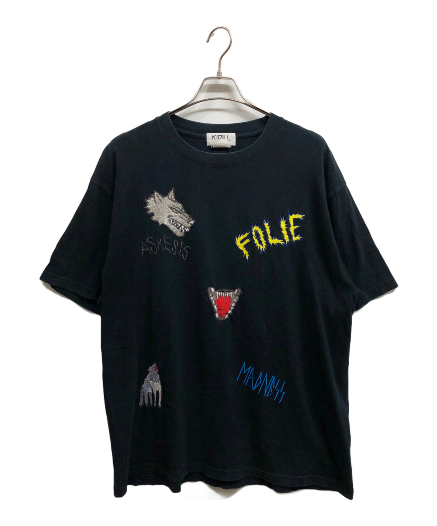 中古・古着通販】KIDILL (キディル) 刺繍Tシャツ ブラック サイズ:FREE