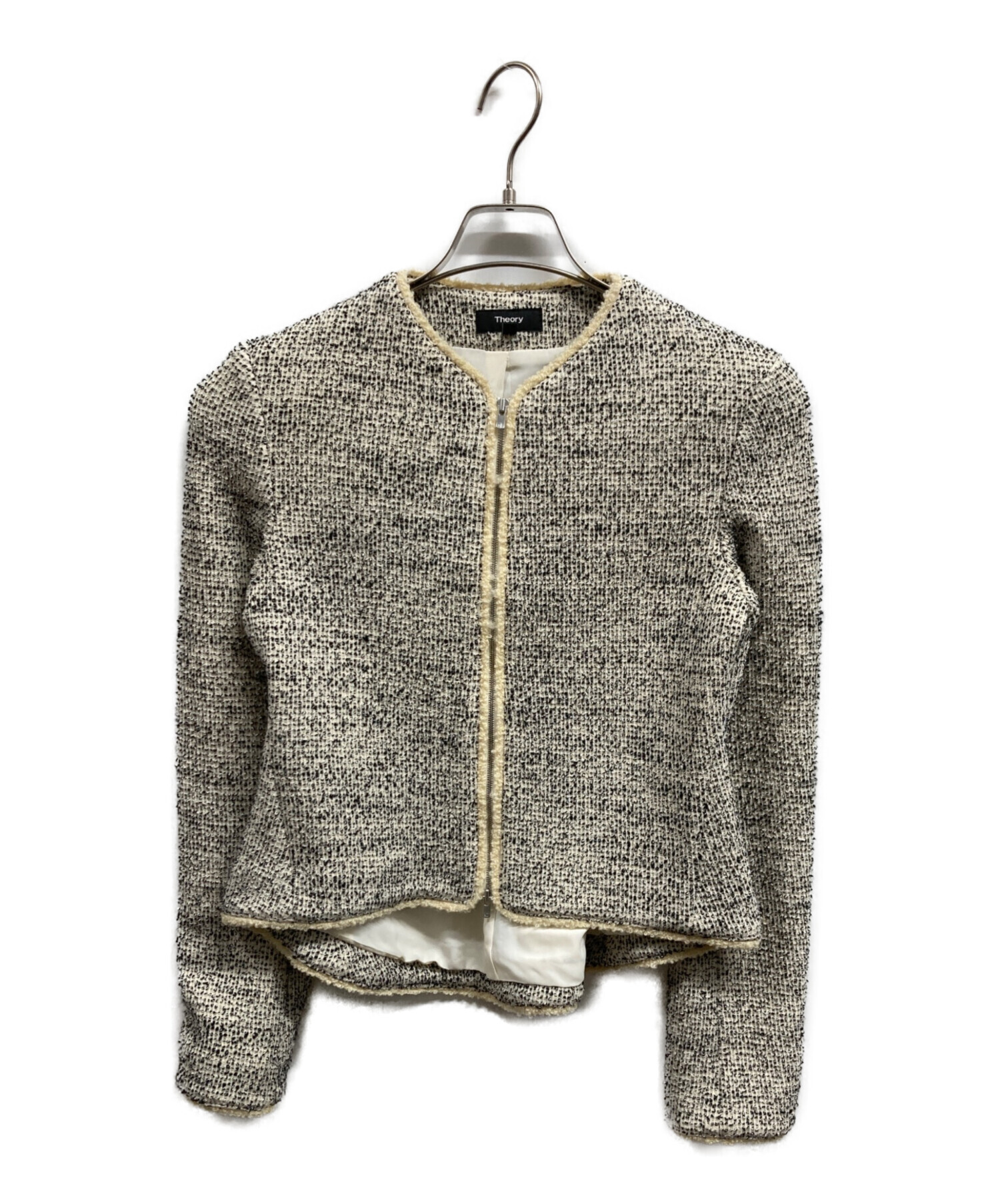 【美品】Theory ツィード ノーカラージャケット / ベージュ系 中古・古着通販】theory (セオリー) ノーカラーツイードジャケット