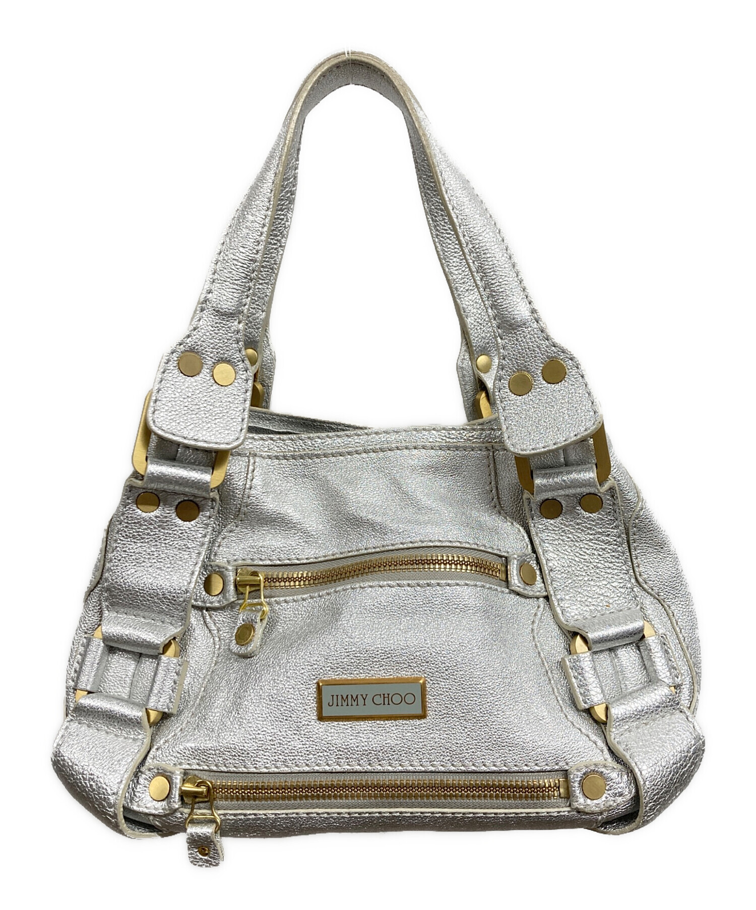 JIMMY CHOO♦️ジミーチュー ハンドバッグ ゴールド メタリックシルバー 中古・古着通販】JIMMY CHOO (ジミーチュウ) マディバッグ シルバー