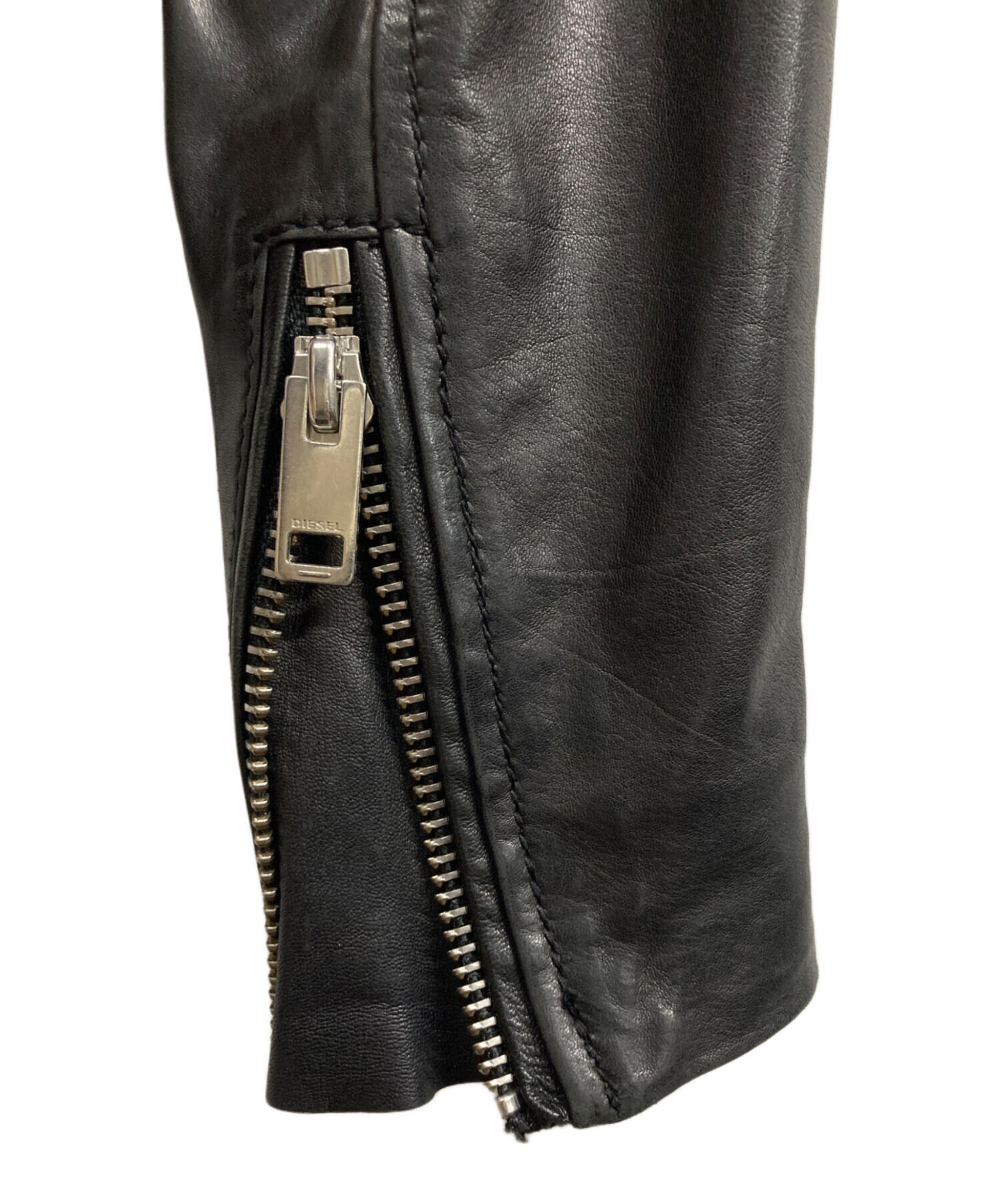 中古・古着通販】DIESEL (ディーゼル) ラムレザーライダースジャケット