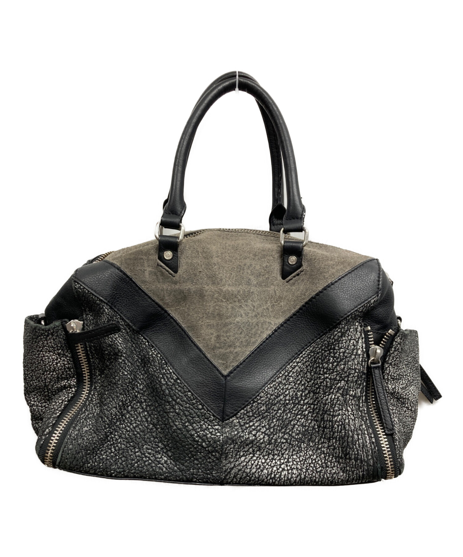 DIESEL 黒レザー ハンドバッグ 中古・古着通販】DIESEL (ディーゼル) ハンドバッグ ブラック
