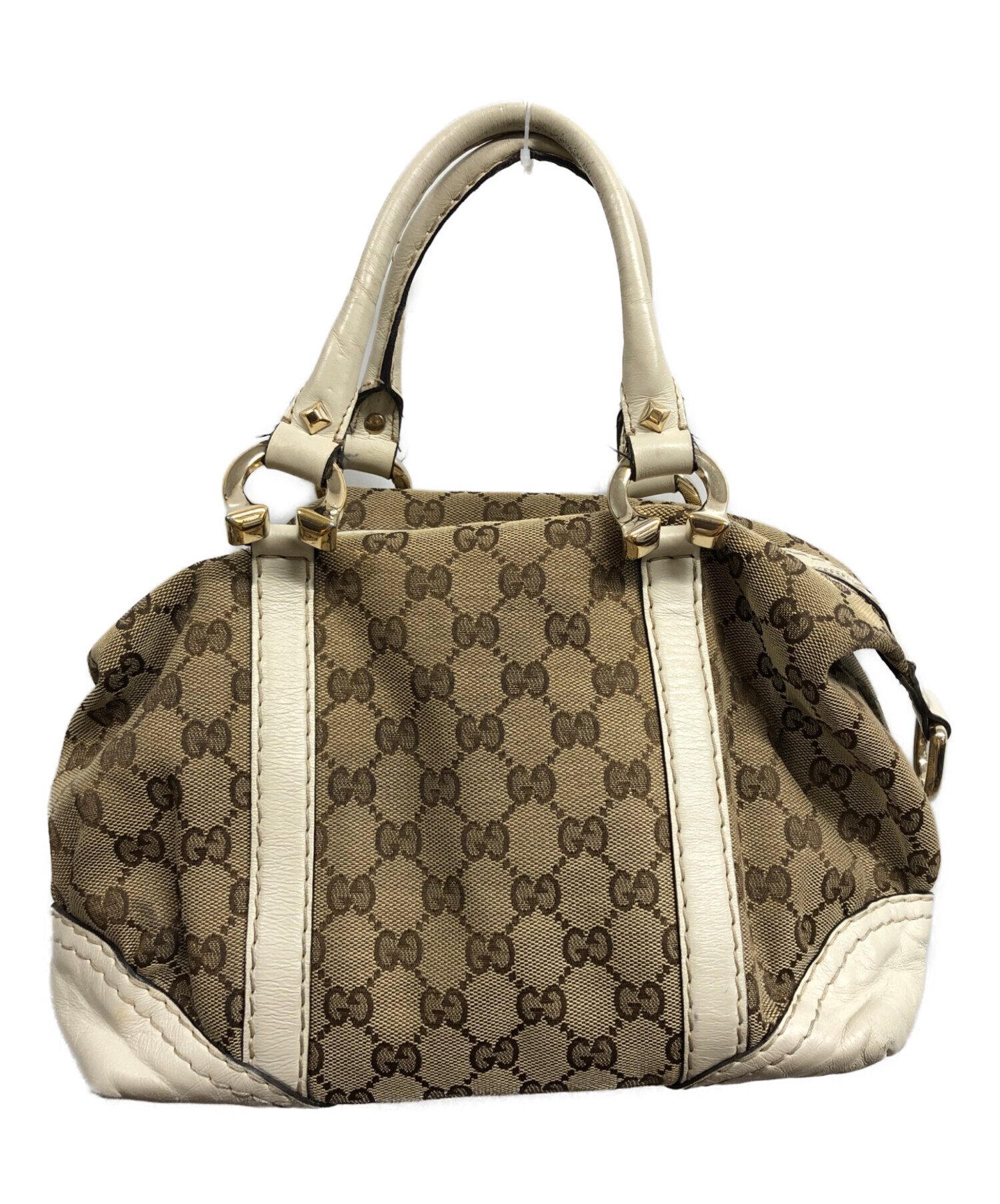 中古・古着通販】GUCCI (グッチ) ハンドバッグ ベージュ×ホワイト