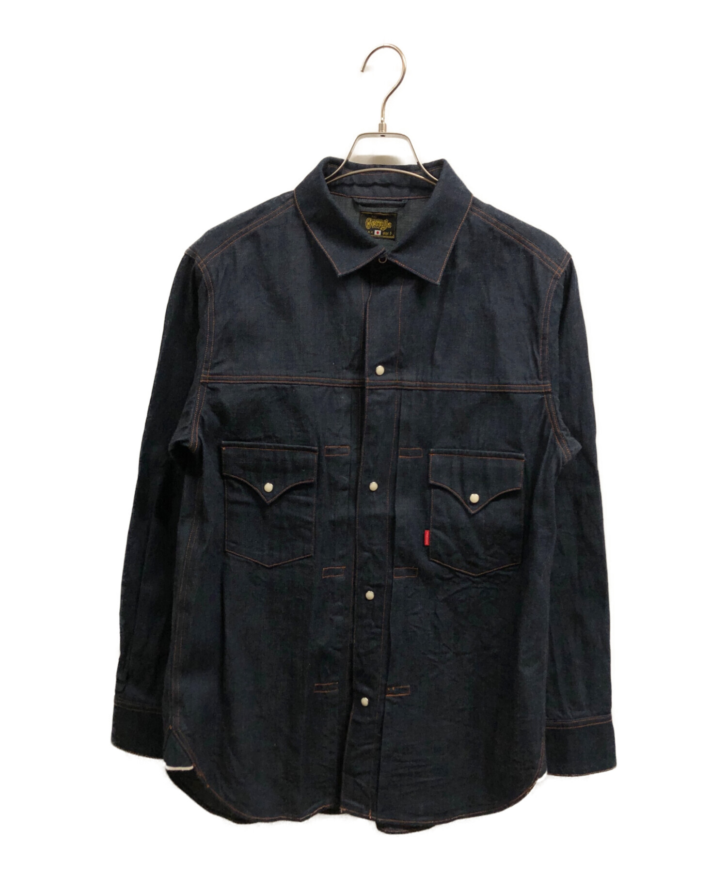 geruga サイズ3 中古・古着通販】GERUGA (ゲルガ) デニムシャツ ネイビー サイズ:3