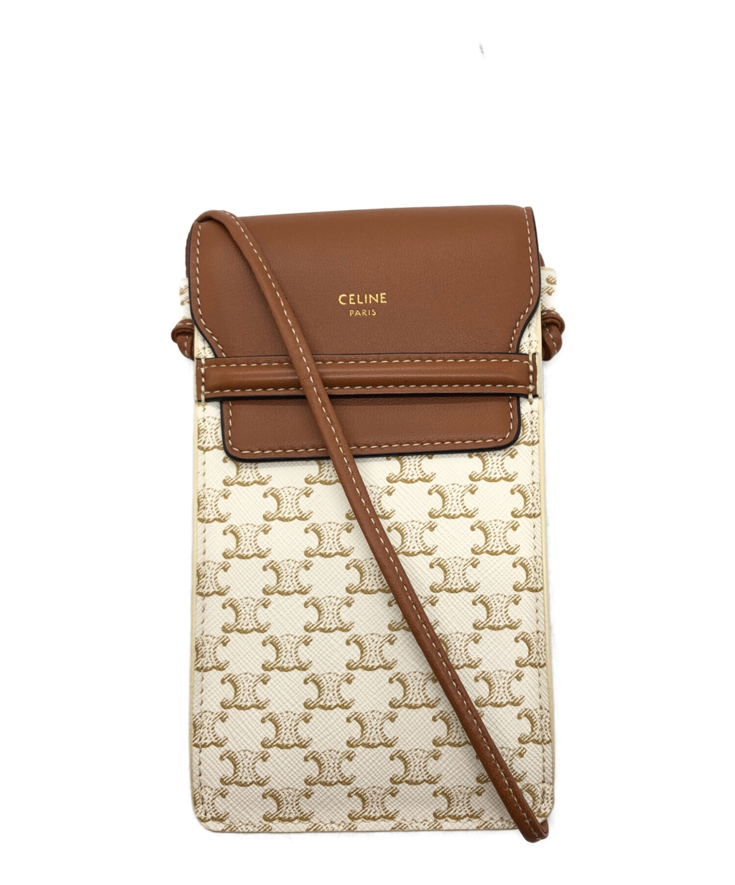 極美品　人気　貴重　CELINE トリオンフ　ポーチ 中古・古着通販】CELINE (セリーヌ) トリオンフ フォンポーチ ブラウン