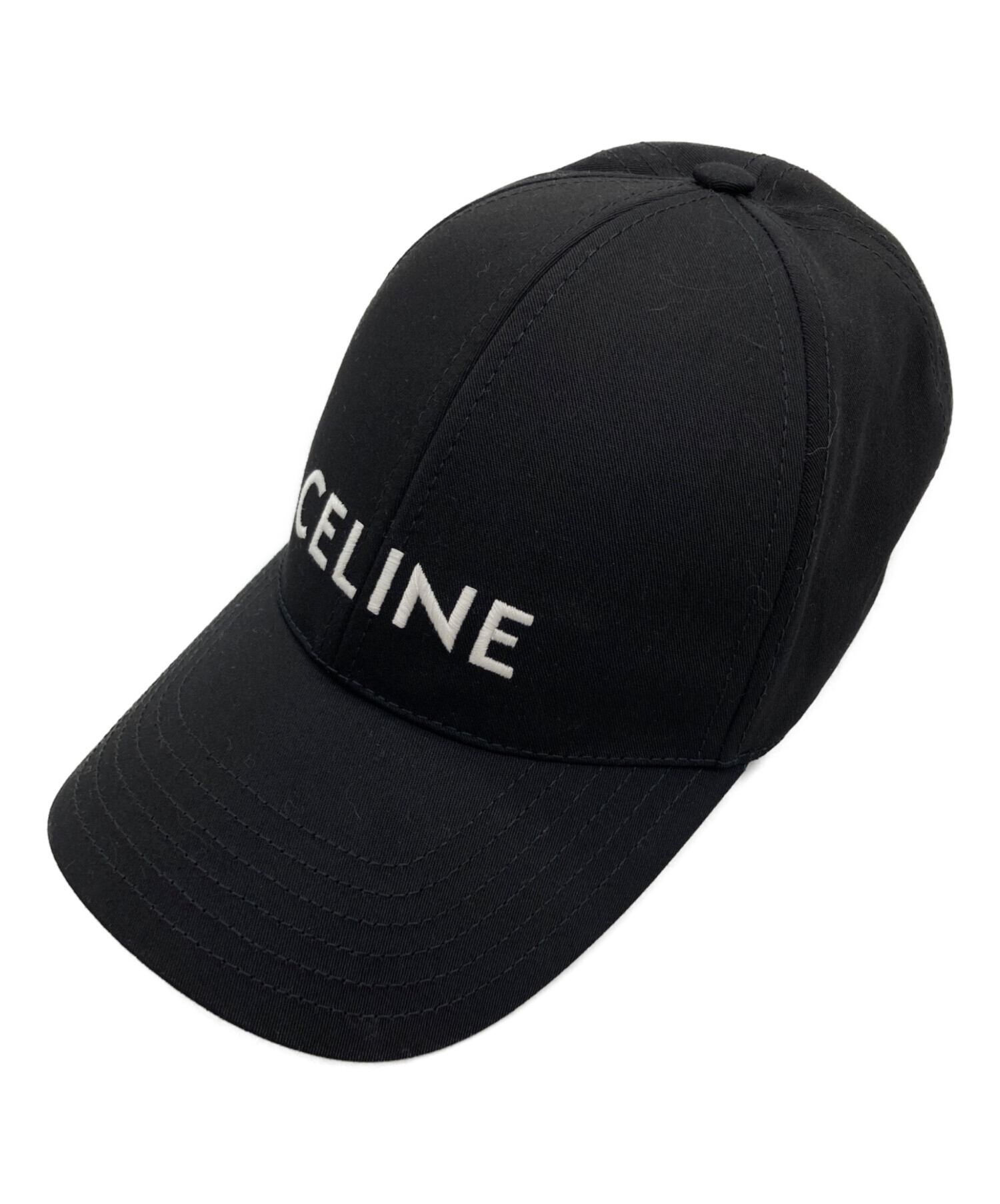 セリーヌ　キャップ　黒　帽子　CELINE ブラックM 新品未使用 中古・古着通販】CELINE (セリーヌ) キャップ ブラック｜ブランド