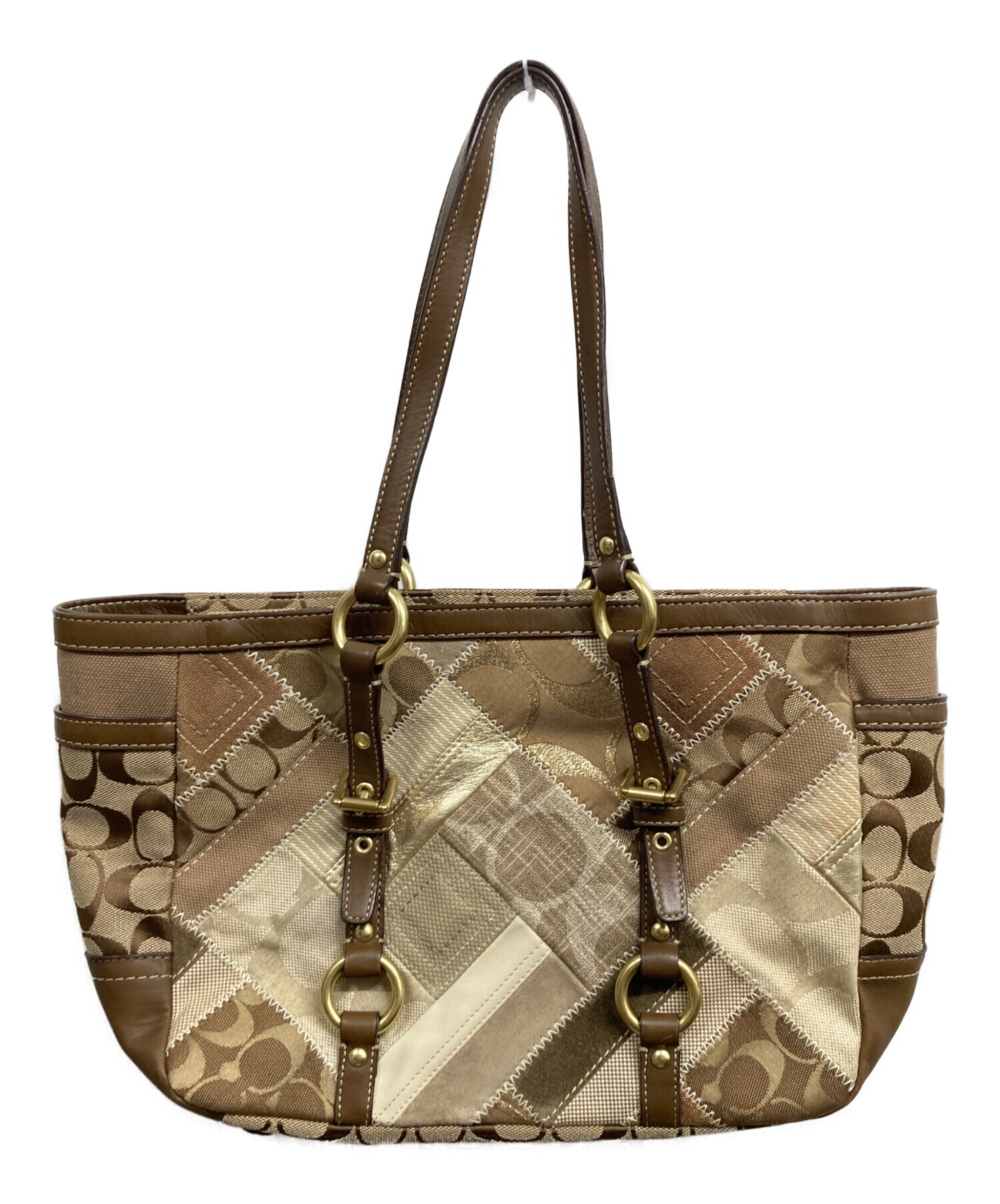 中古・古着通販】COACH (コーチ) パッチワーク トートバッグ ベージュ 