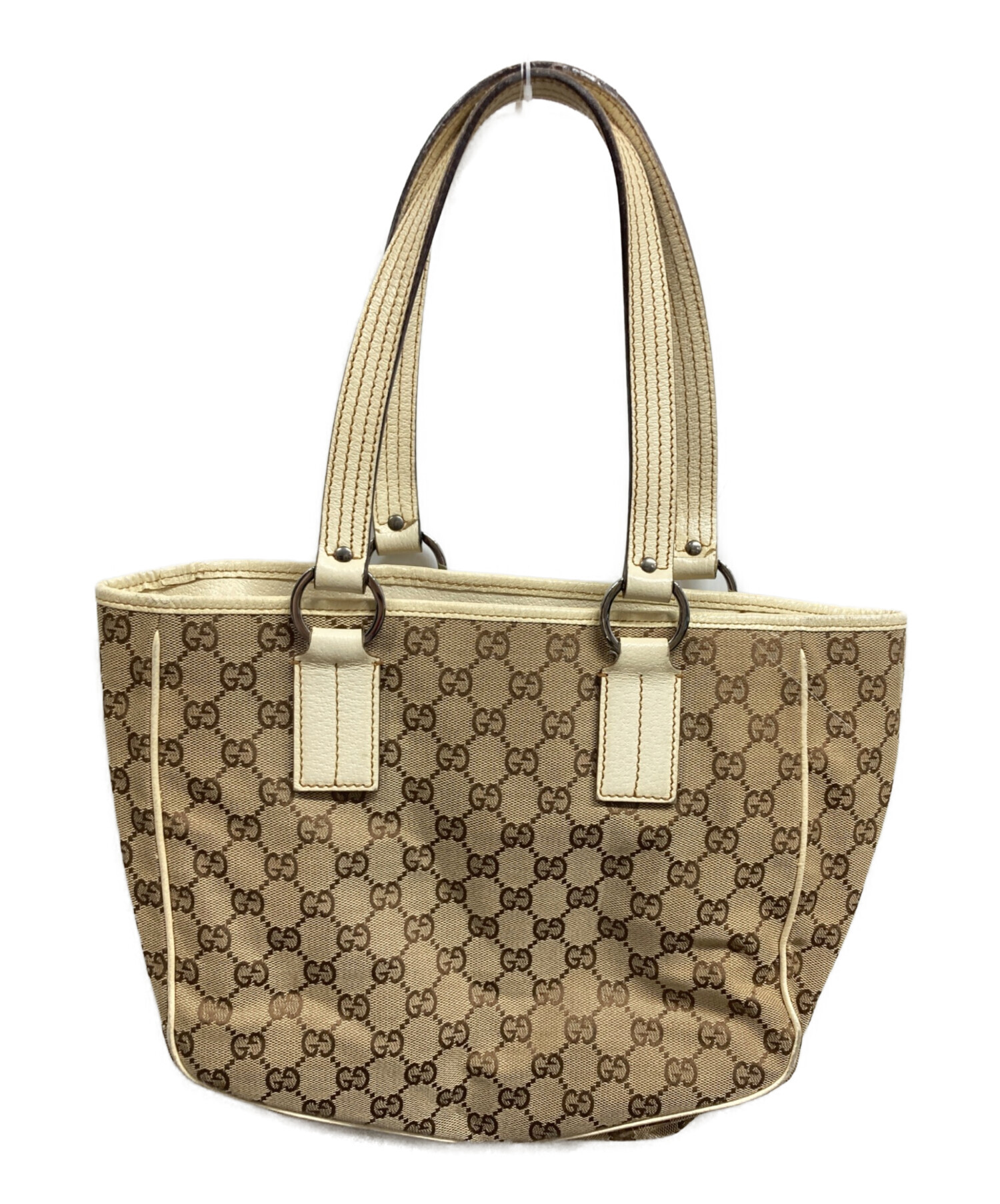 GUCCI ★GGキャンバス トートバッグ★ベージュ 中古・古着通販】GUCCI (グッチ) GGキャンバストートバッグ ホワイト