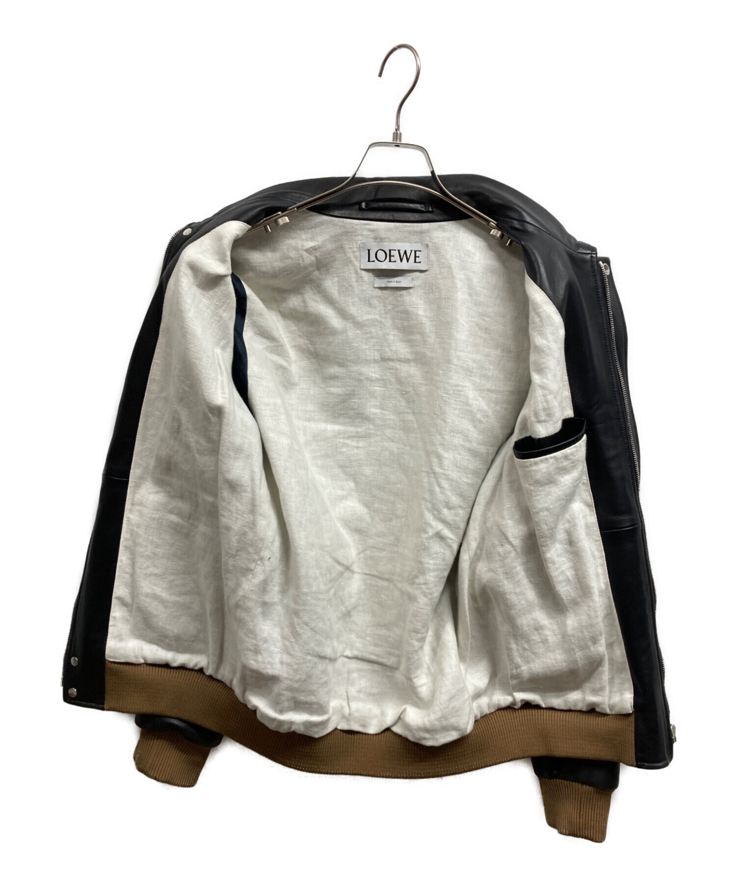 中古・古着通販】LOEWE (ロエベ) A2-TYPE Leather Jacket ブラウン