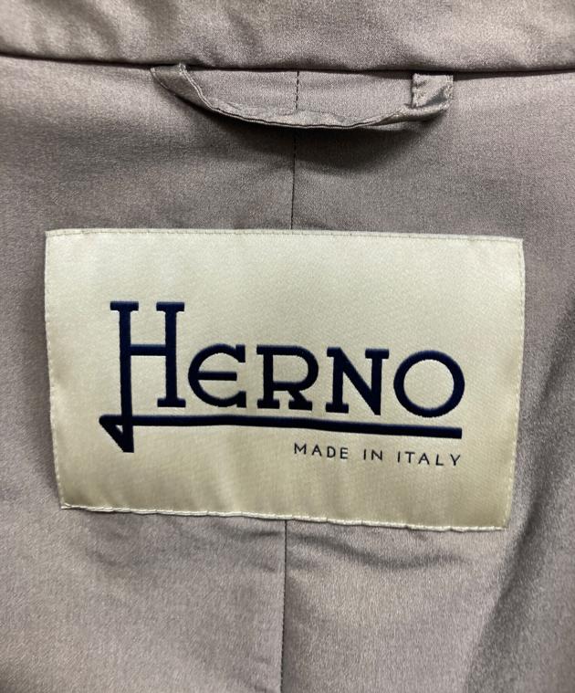 中古・古着通販】HERNO (ヘルノ) ニット切替ナイロンブルゾン ブラウン