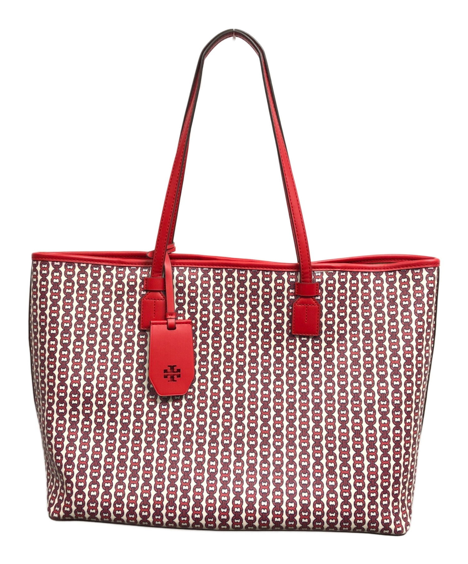 Tory Burch トートバッグ レッド/ホワイト 中古・古着通販】TORY BURCH (トリーバーチ) トートバッグ レッド