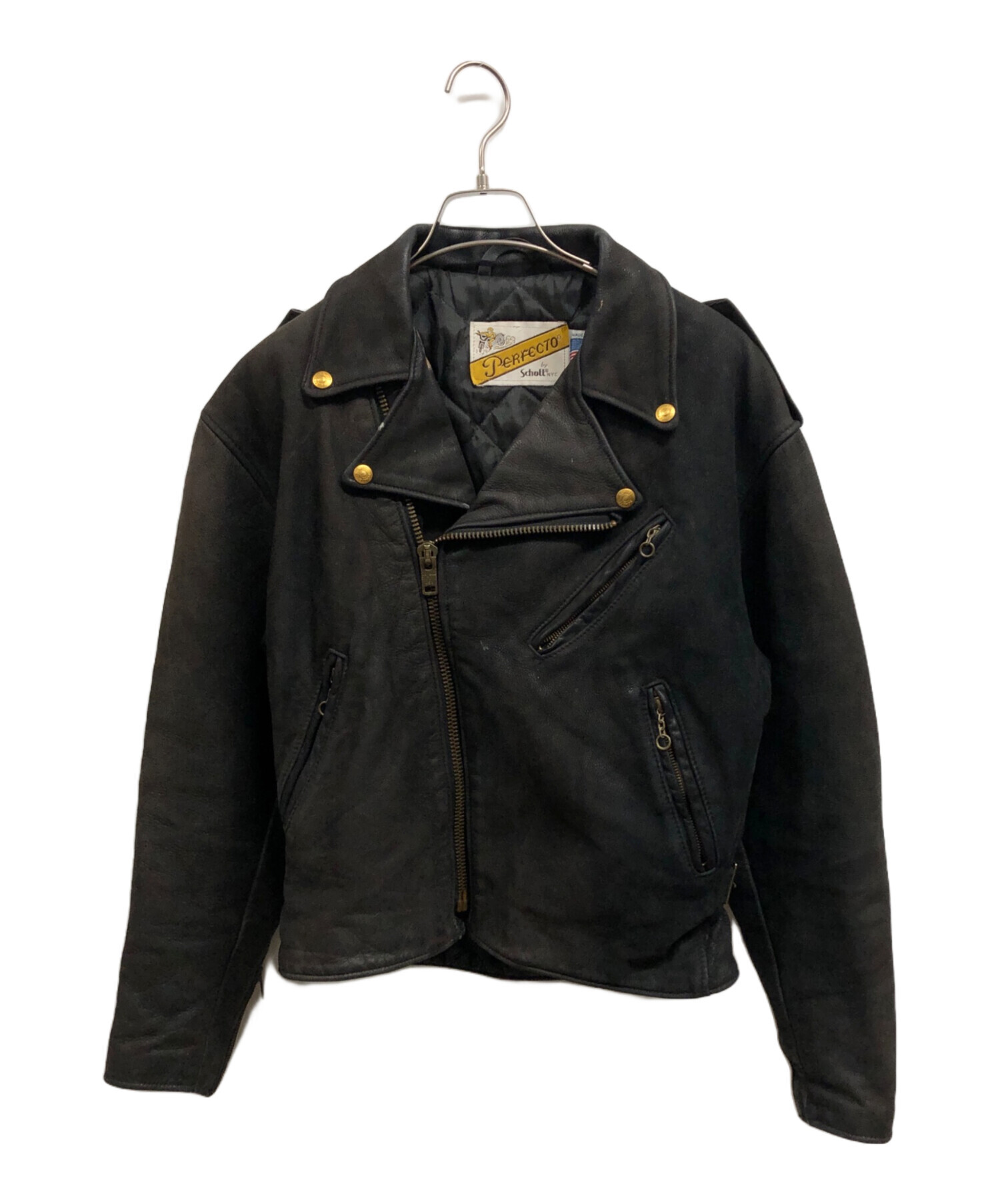 ショット ダブル ライダース ブラック Sサイズ相当 中古・古着通販】Schott (ショット) ダブルライダースジャケット