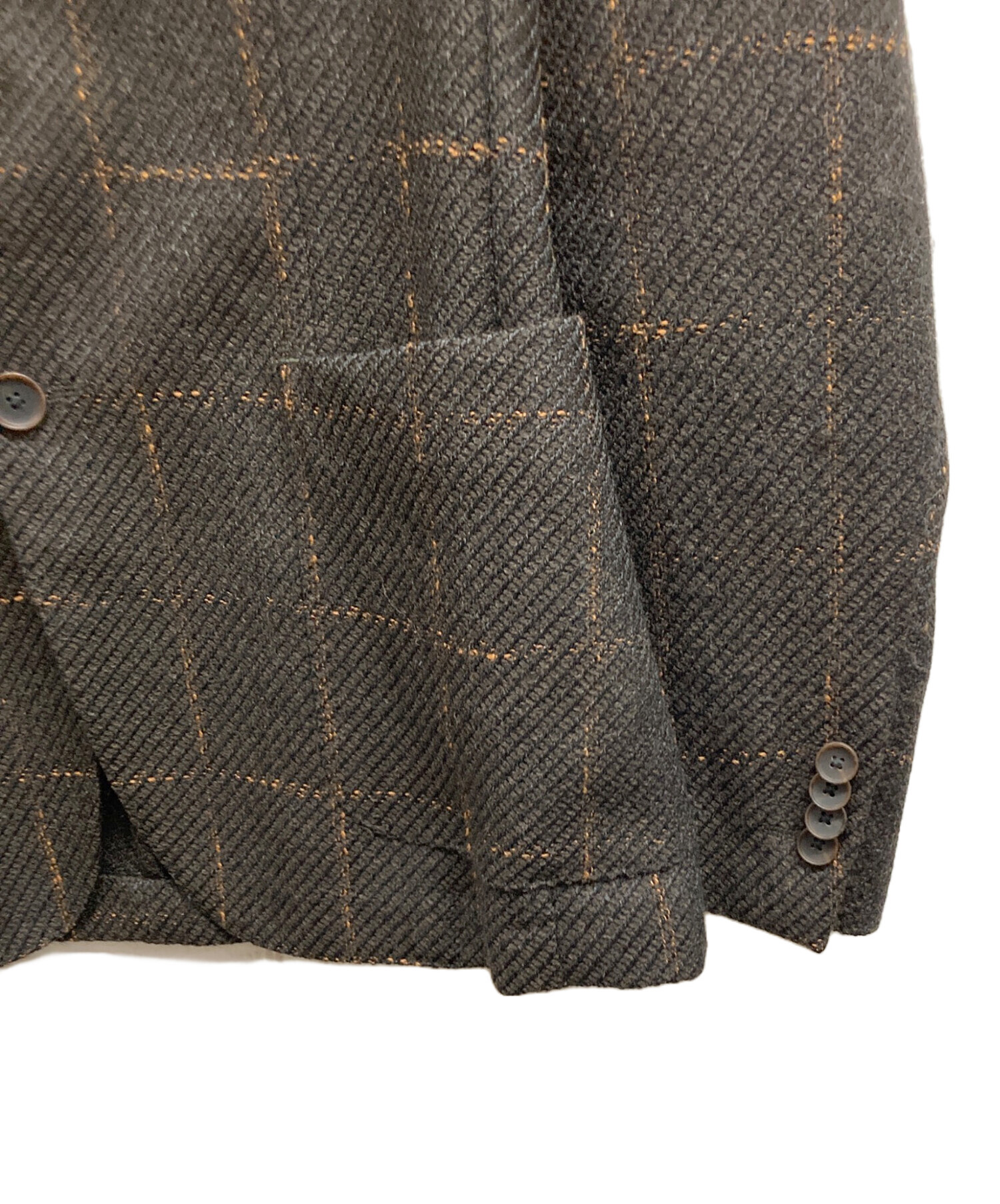 HUGO BOSS - 高級　ヒューゴボス　アンゴラカシゴラ　チェックテーラードジャケット　ブラウン 中古・古着通販】HUGO BOSS (ヒューゴ ボス) スリムフィットウール