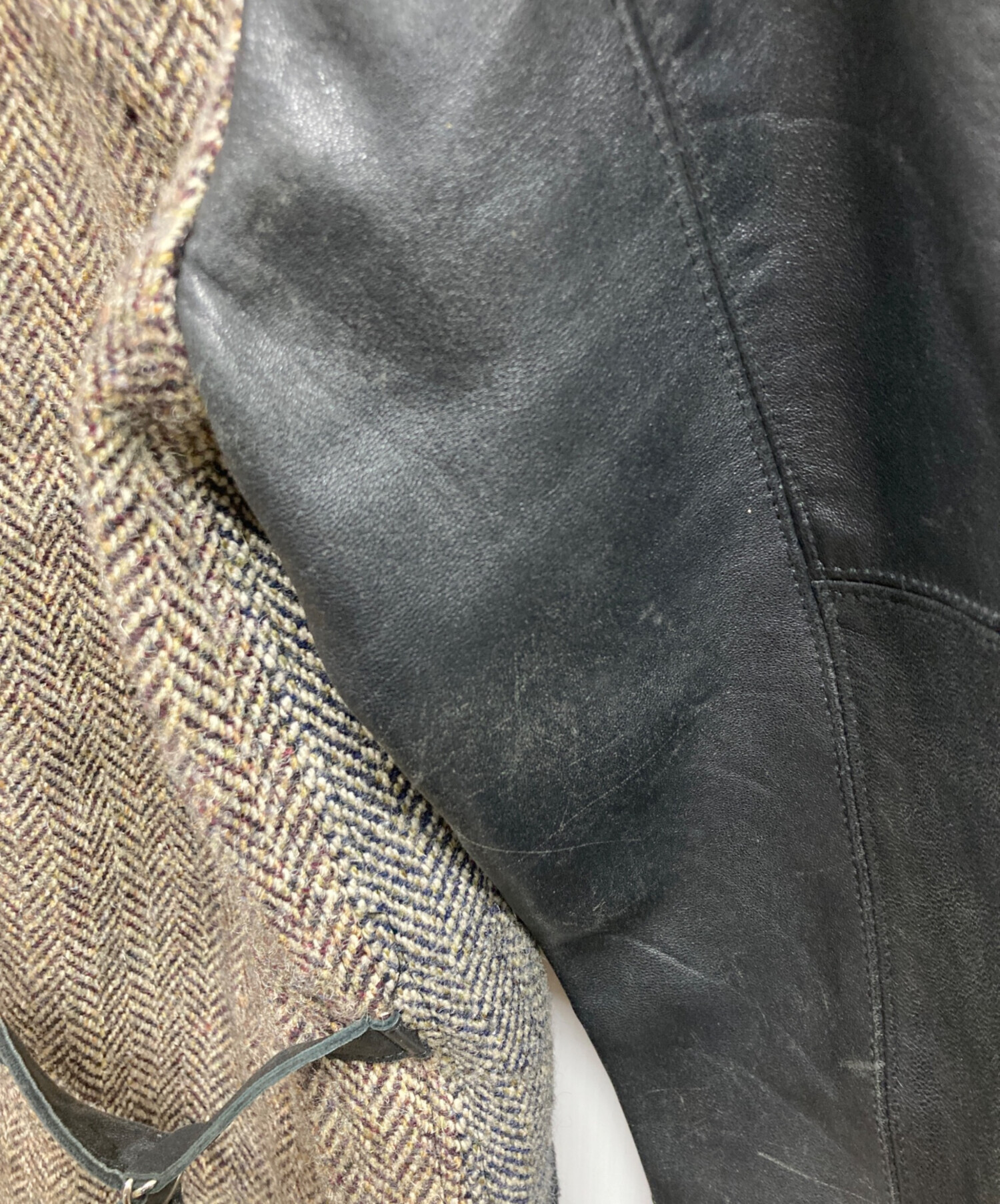 中古・古着通販】Harris Tweed (ハリスツイード) レザー切替ツイード
