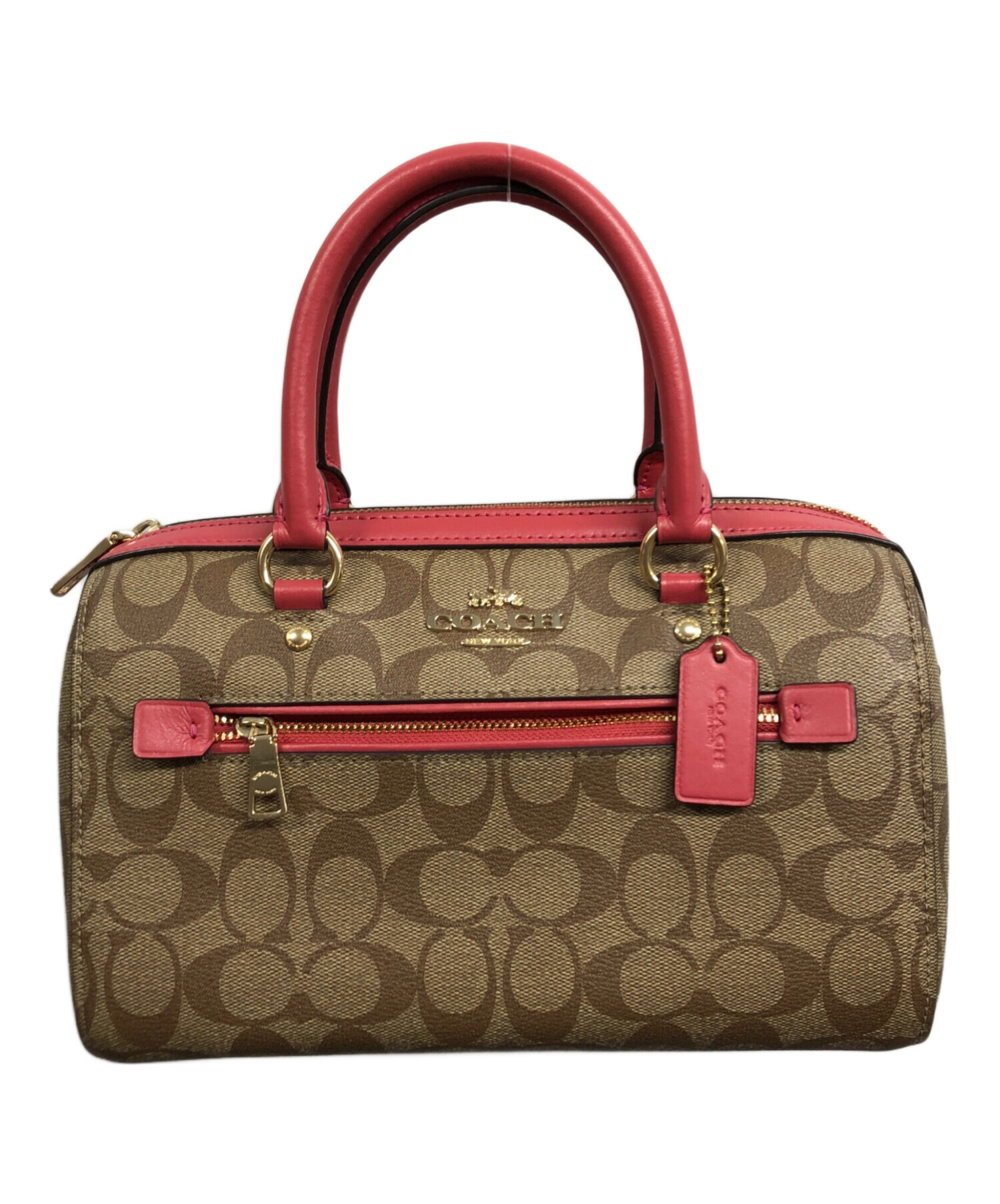中古・古着通販】COACH (コーチ) 2WAYバッグ/COACH ベージュ×ピンク